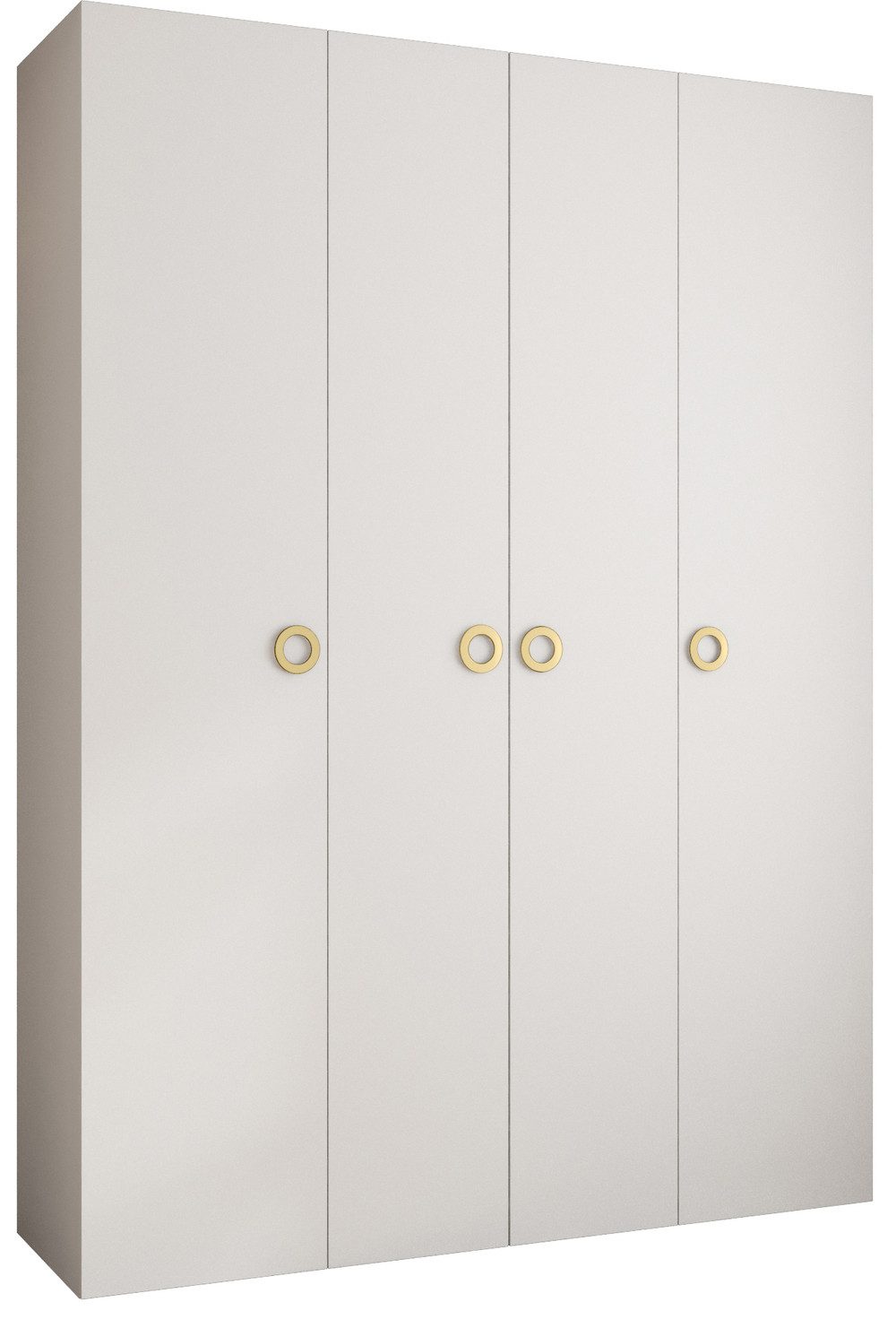 MOEBLO Drehtürenschrank MOCO 1 (Moderner Kleiderschrank mit Soft-Close Türen, Goldgriffe & Viel Stauraum, 100–200 cm, Weiß oder Kaschmir, Schrank Garderobe Schlafzimmer Drehtürenschrank) (BxHxT): 100–200 x 245,5 x 50 cm