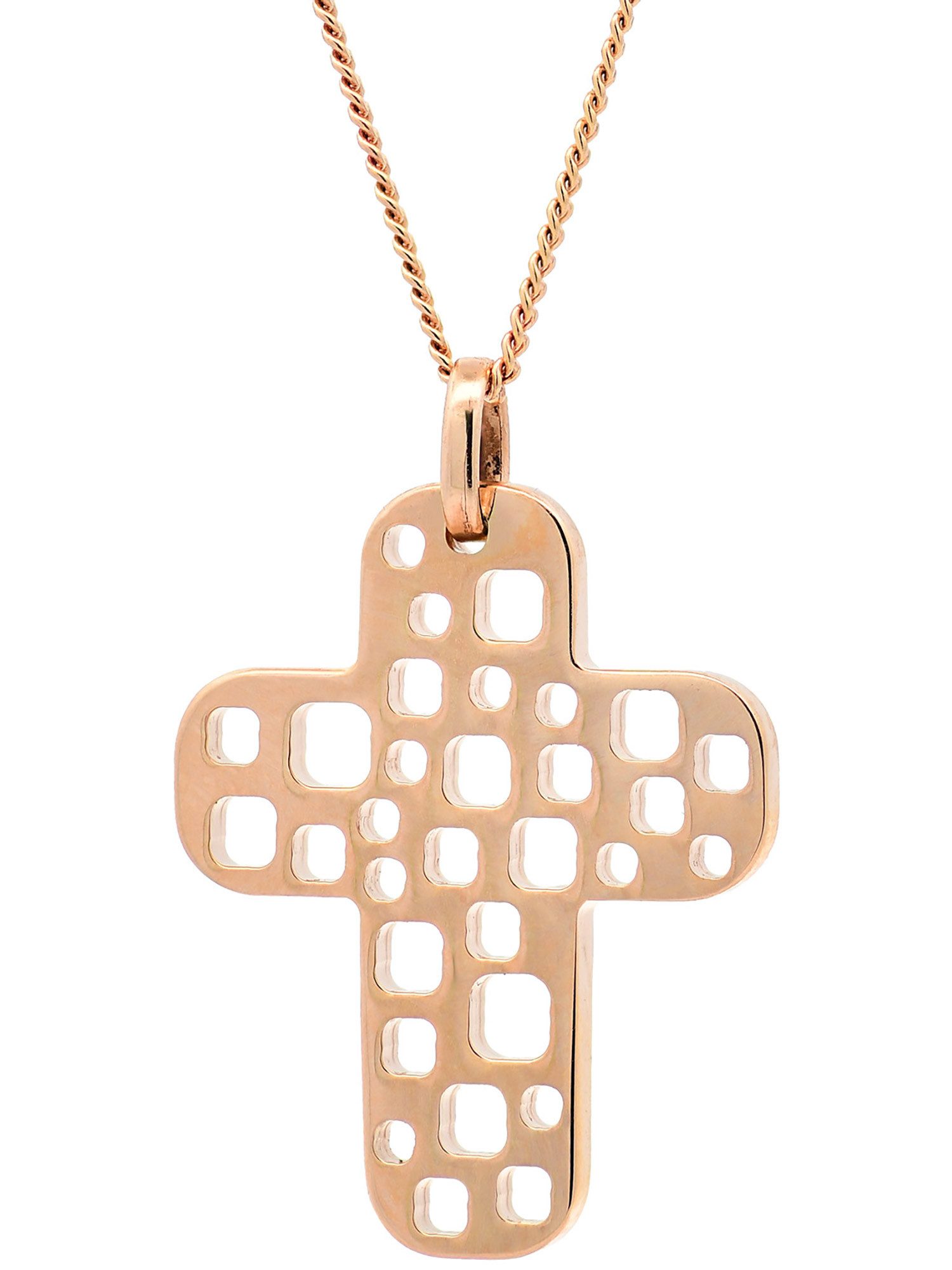 Kettenanhänger Anhänger Kreuz mit 1,1 mm Goldkette 36 cm 585-14 Karat Gold