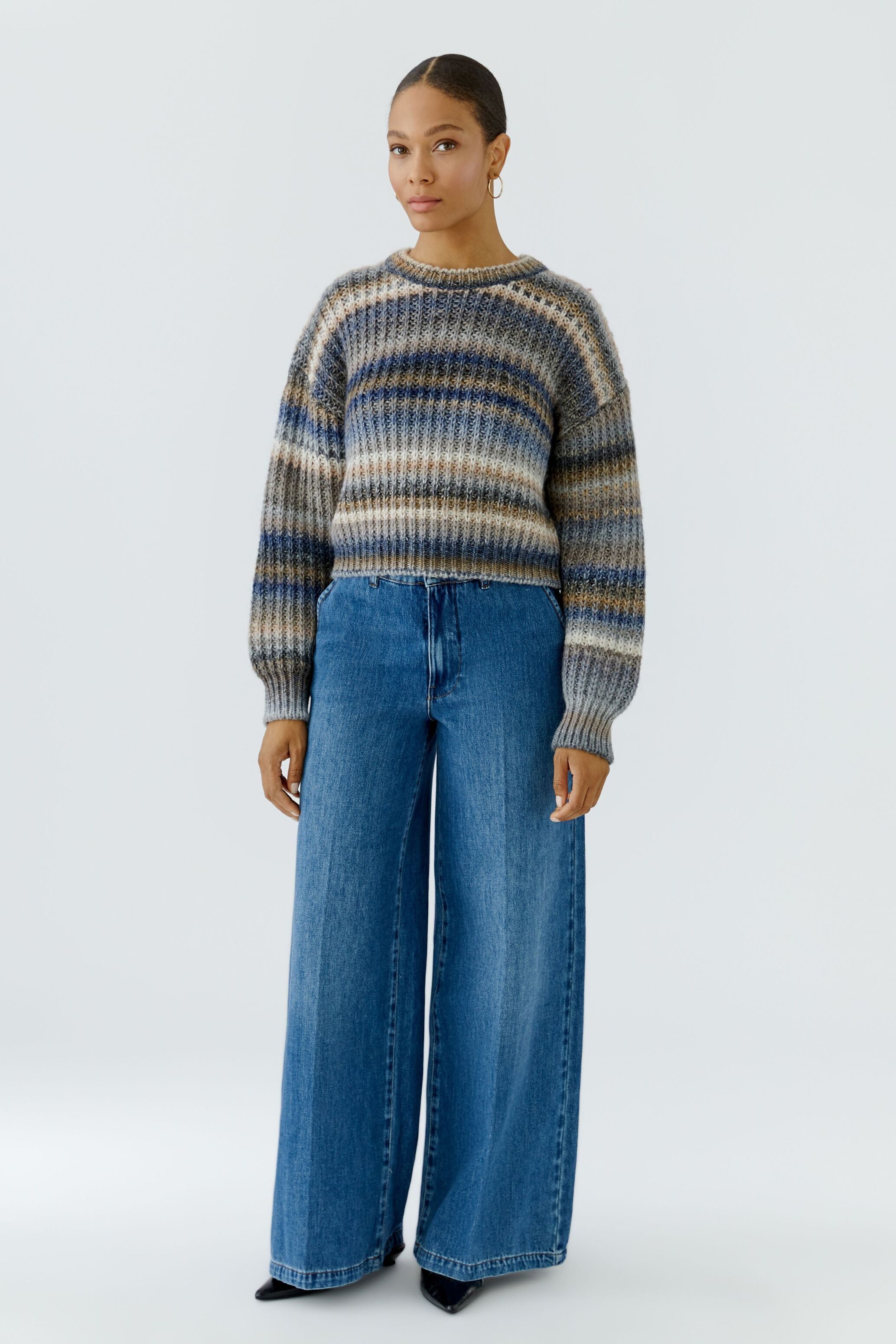 Oui Relax-fit-Jeans Lederbesatz