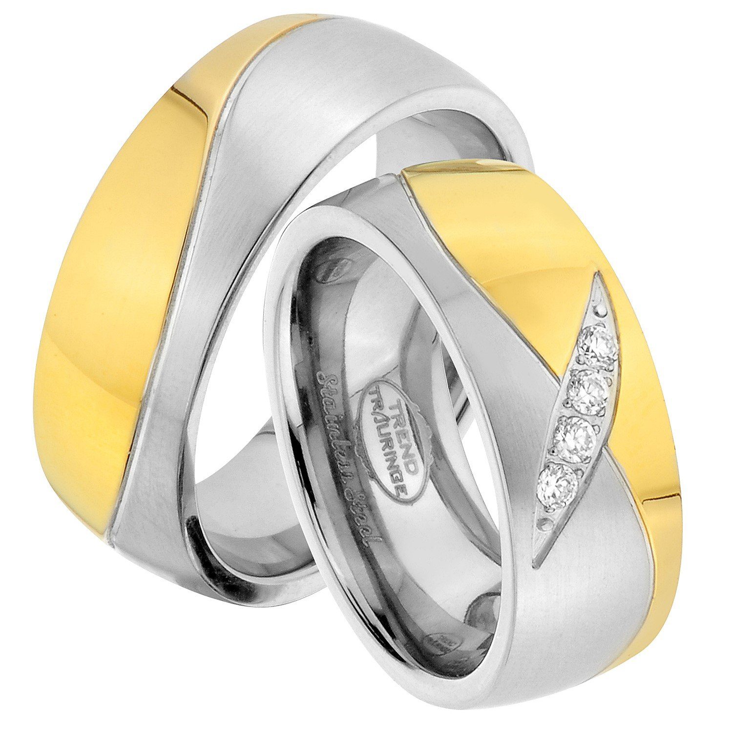 Trauringe123 Trauring Hochzeitsringe Verlobungsringe Trauringe JE80 Stein, Eheringe Edelstahl aus und Partnerringe ohne mit