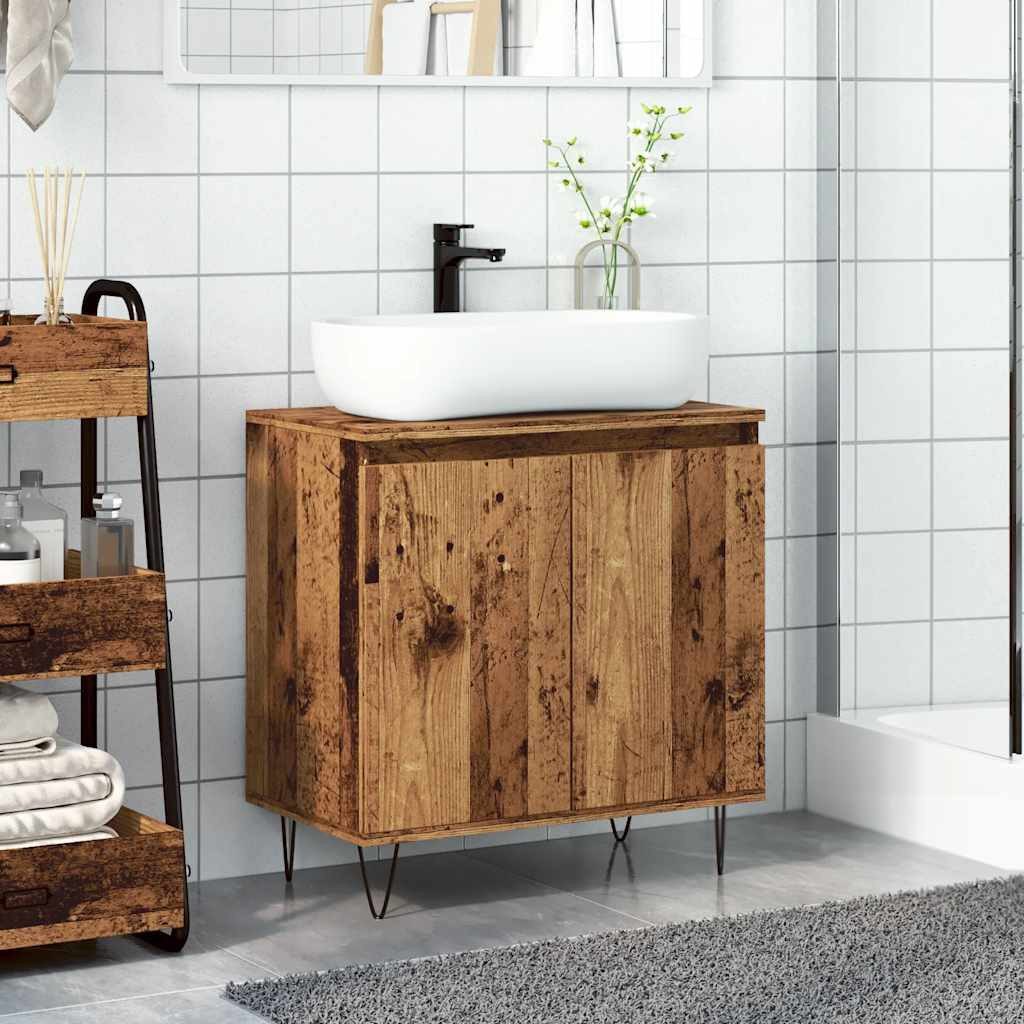vidaXL Badezimmer-Set Badschrank Altholz-Optik 58x33x60 cm günstig online kaufen