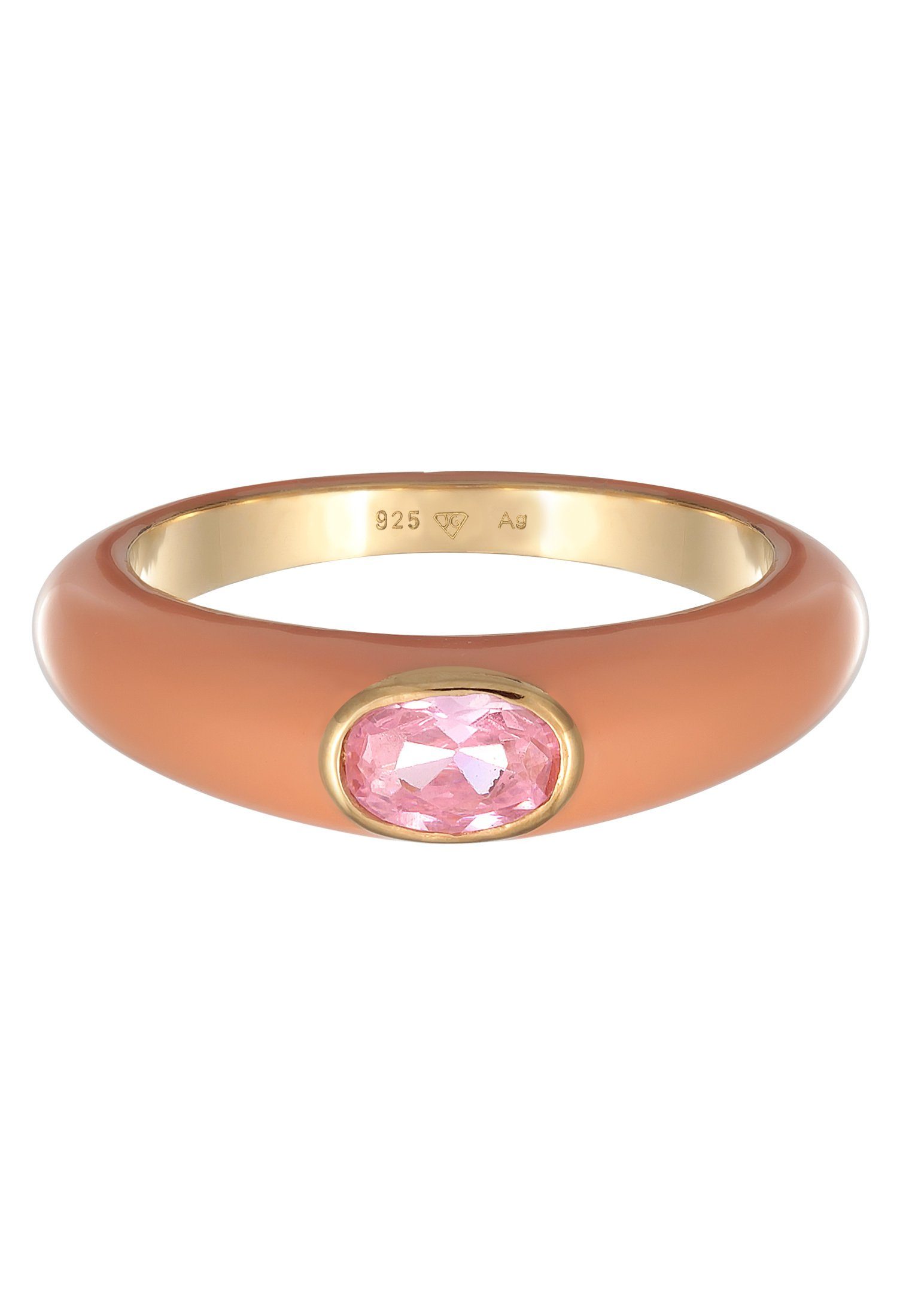 Elli Fingerring Zirkonia Oval Solitär Emaille günstig online kaufen
