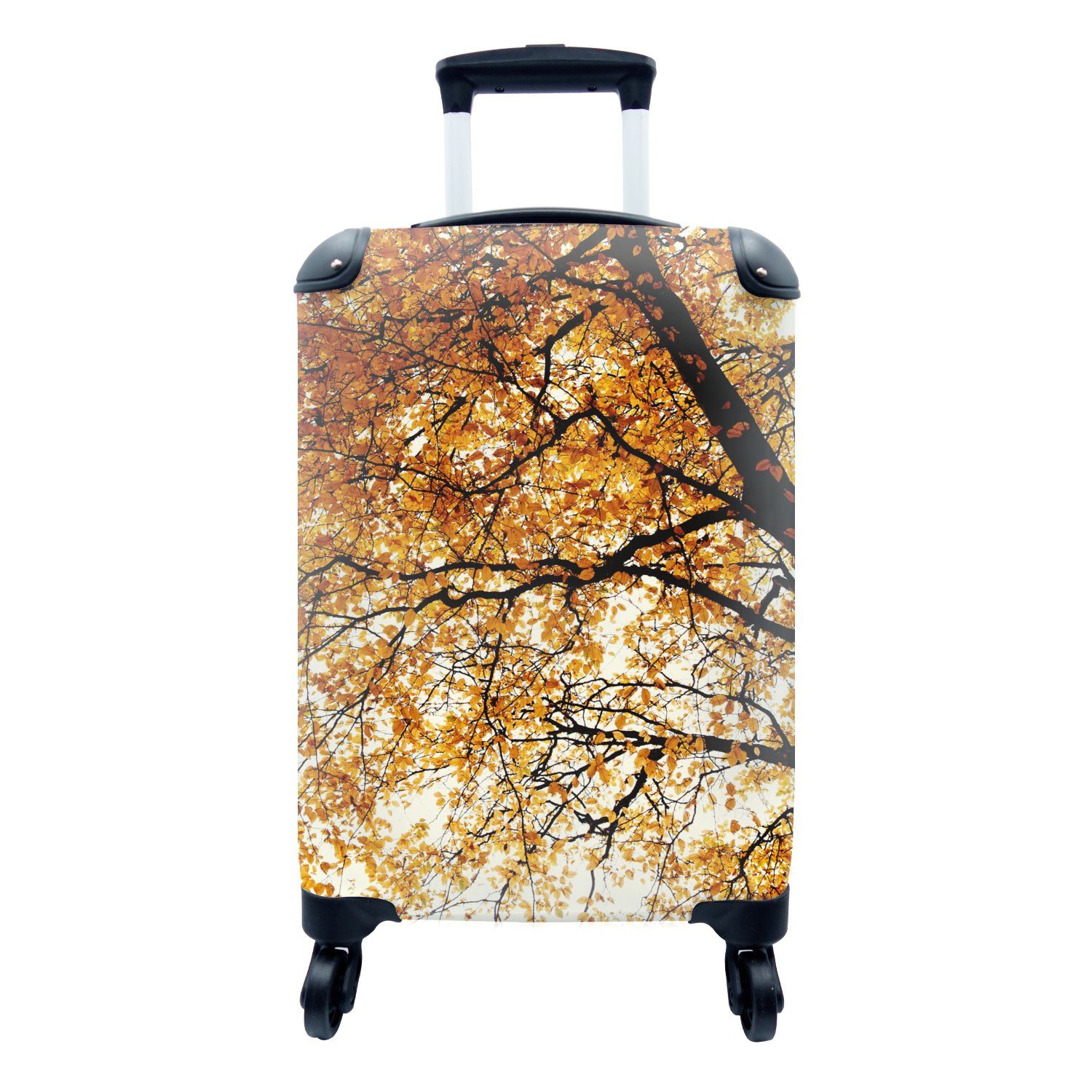 Handgepäck 4 - Reisetasche Rollen, - MuchoWow Baum Trolley, mit rollen, Herbstblätter - Rustikal, Ferien, für Jahreszeiten Reisekoffer Handgepäckkoffer