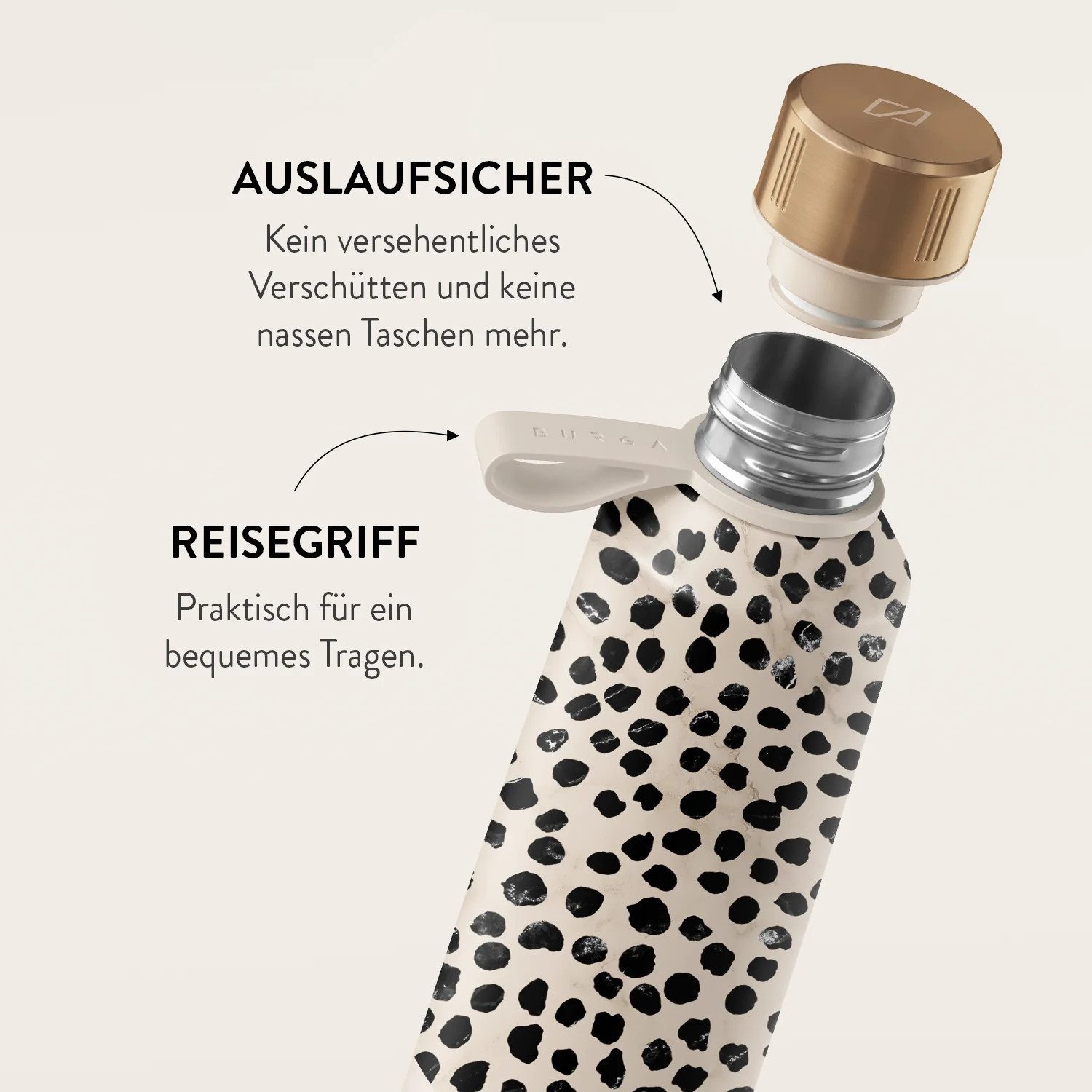 BURGA Trinkflasche Almond Latte Water Bottle 500ml