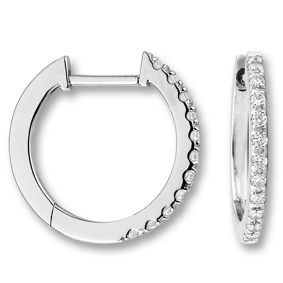 ONE ELEMENT Paar Creolen Zirkonia Ohrringe Creolen aus 925 Silber, Damen  Silber Schmuck