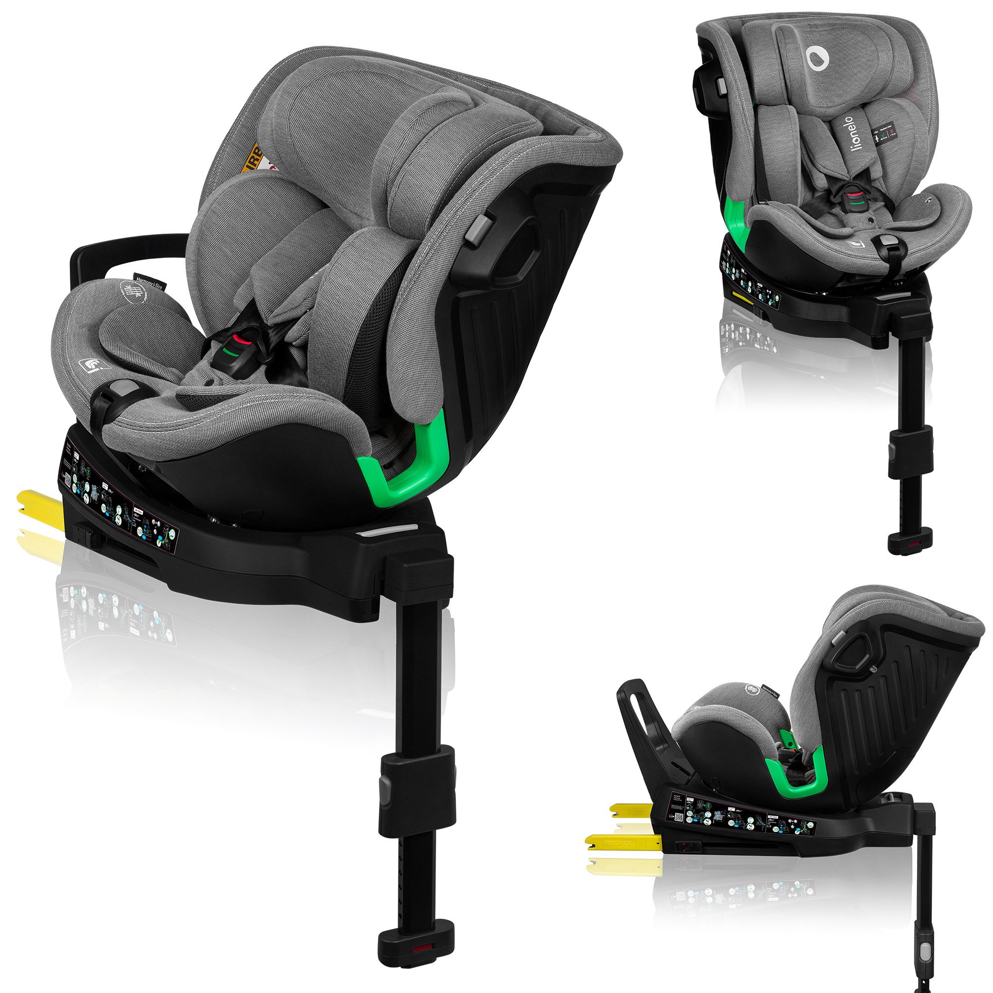 lionelo Autokindersitz HARMONY I-SIZE, ab: ab Geburt, bis: bis 12 Jahren, ab: 40,00 cm, bis: 150,00 cm, (Set), Basis 360'/ISOFIX/i-SIze/Gürtelalarm/viele Annehmlichkeiten