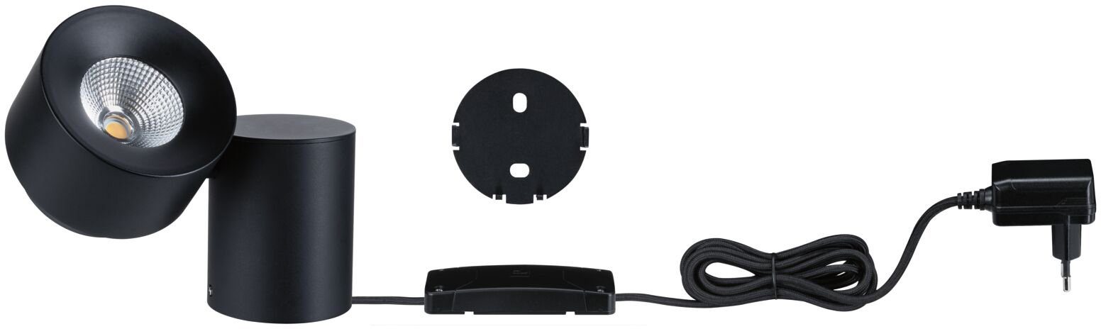 Paulmann Tischleuchte Puric Pane, LED fest integriert, Warmweiß, LED, dimmbar, Schwarz/Grau, Metall