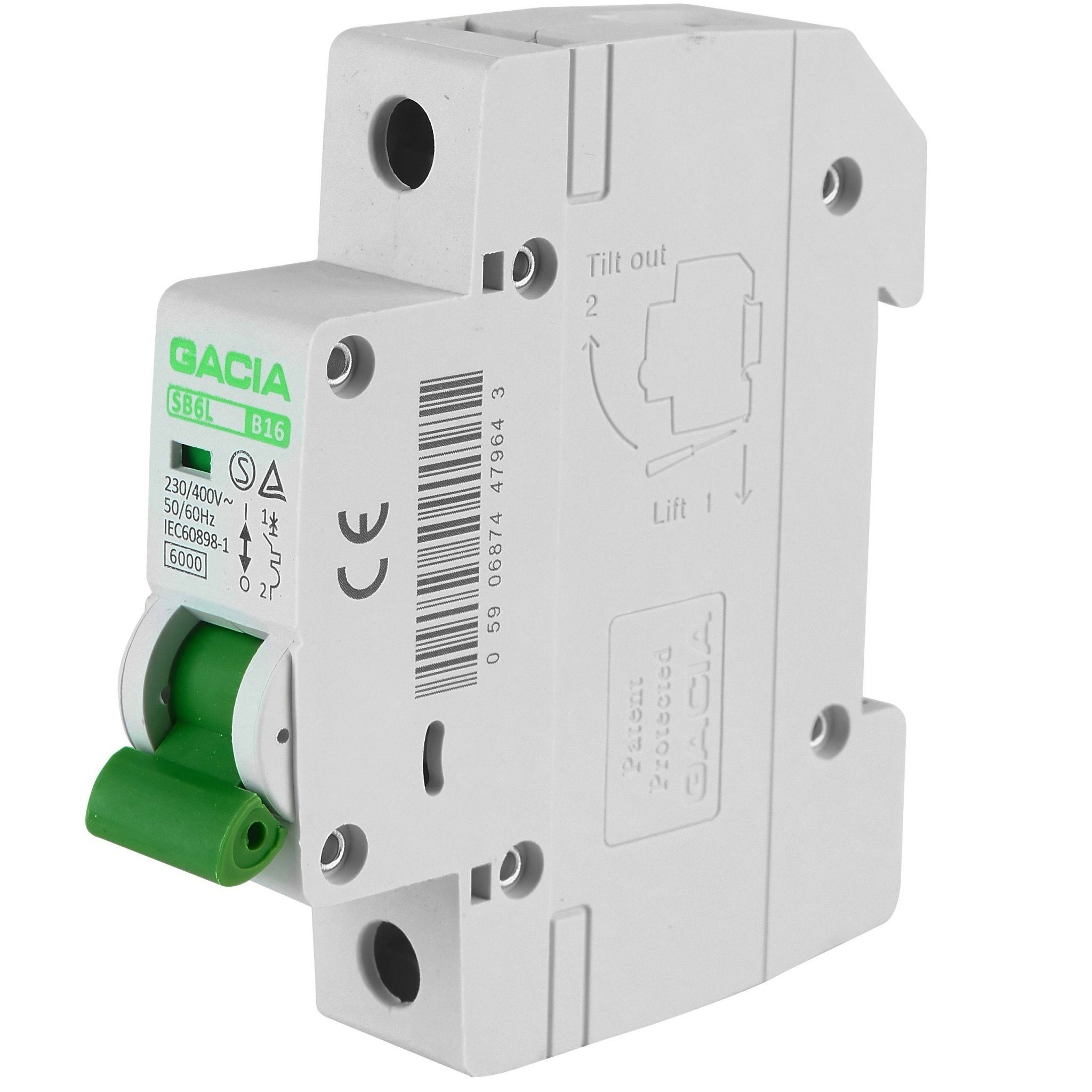 Gacia Schalter »Leitungsschutzschalter B16A 1-polig 6kA Sicherungsautomat LS -Schalter« (1-St)