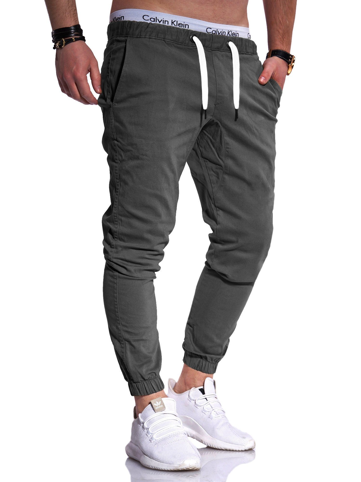 mit Chinohose behype Jogger-Hose Dunkelgrau Bund MPC-60 elastischem