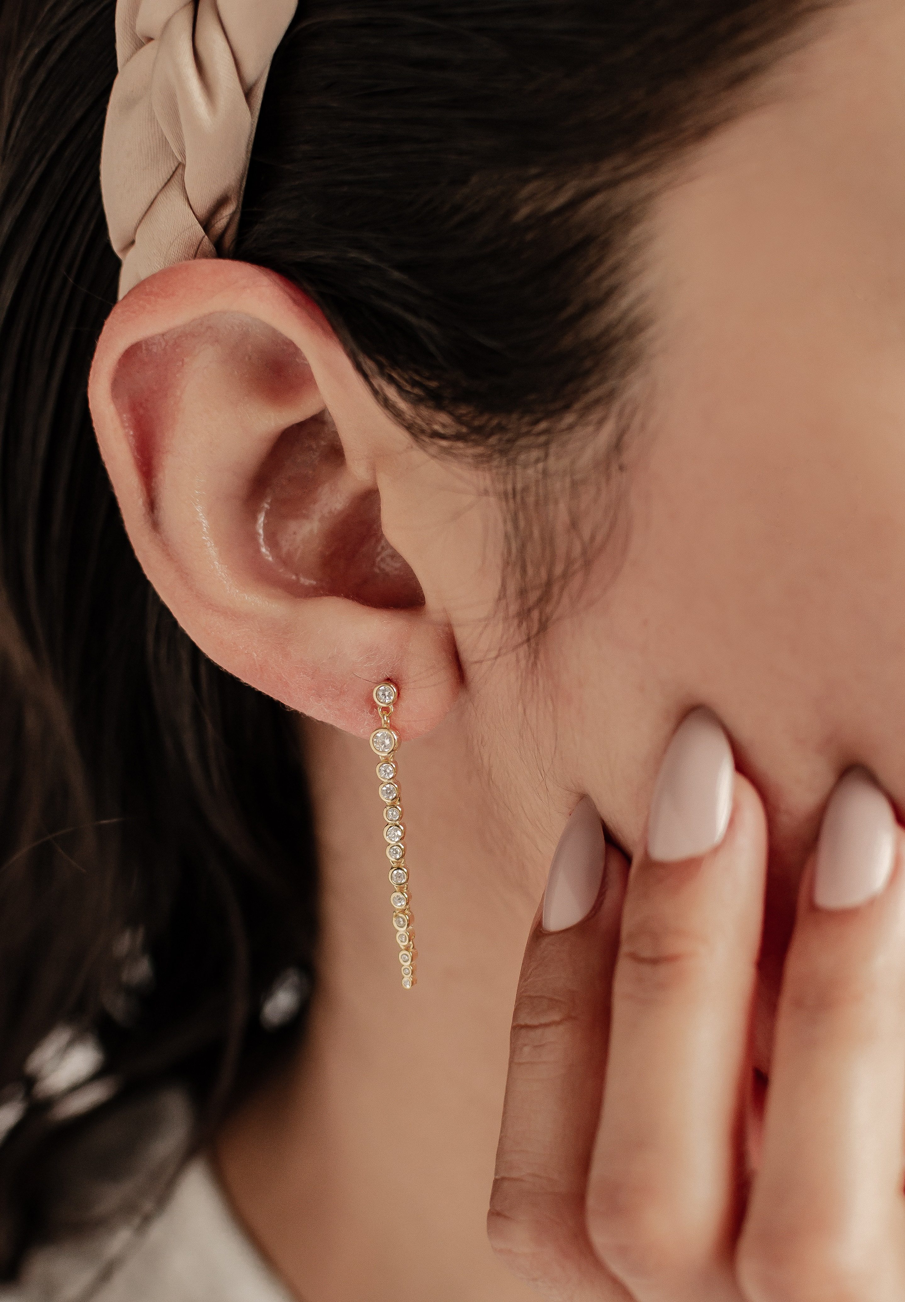 Hey Happiness Paar Ohrhänger Geo Kreis, Zirkonia Ohrstecker Vergoldet 18K, günstig online kaufen