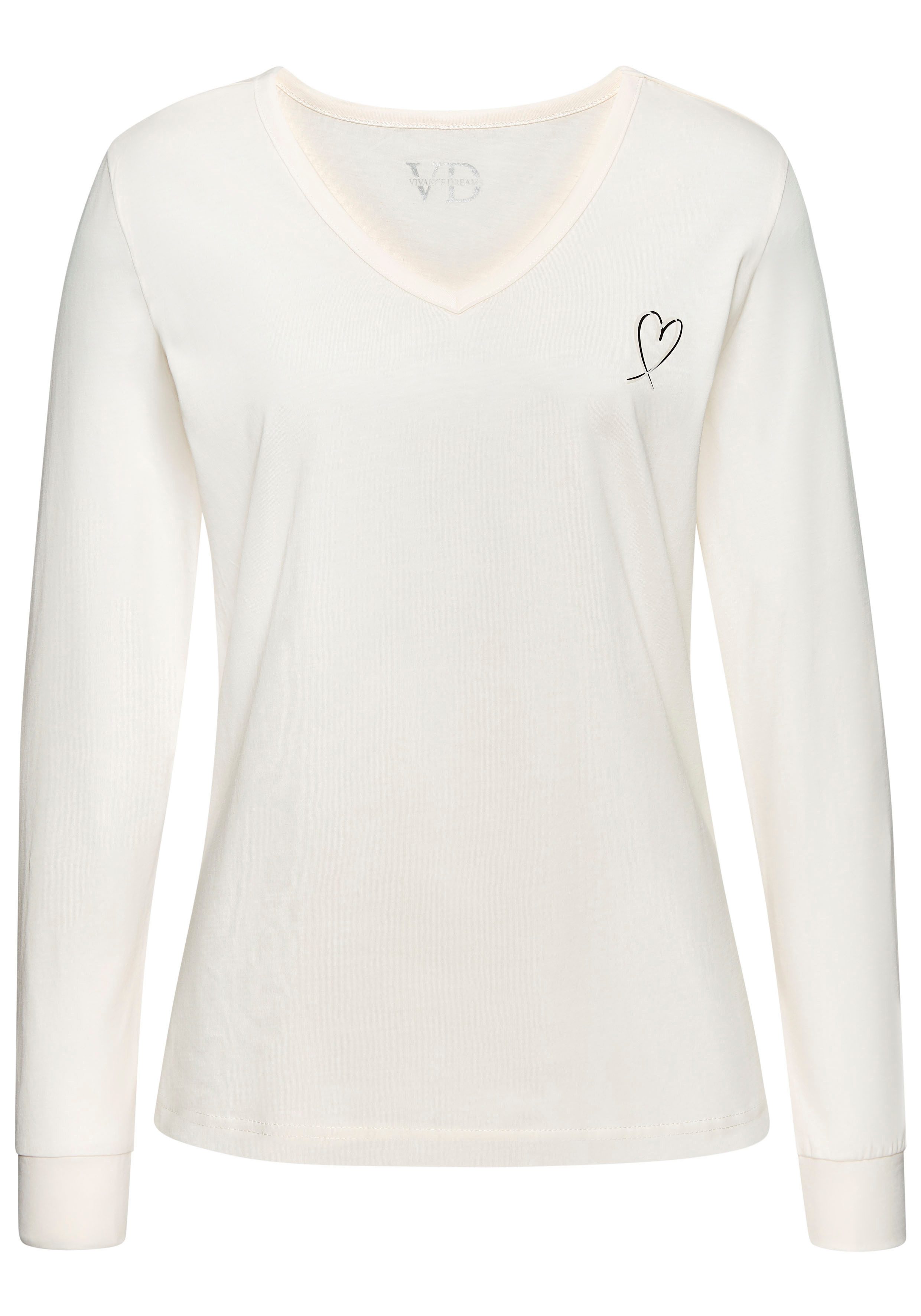 Vivance Dreams Longsleeve mit kleinem Herzprint günstig online kaufen