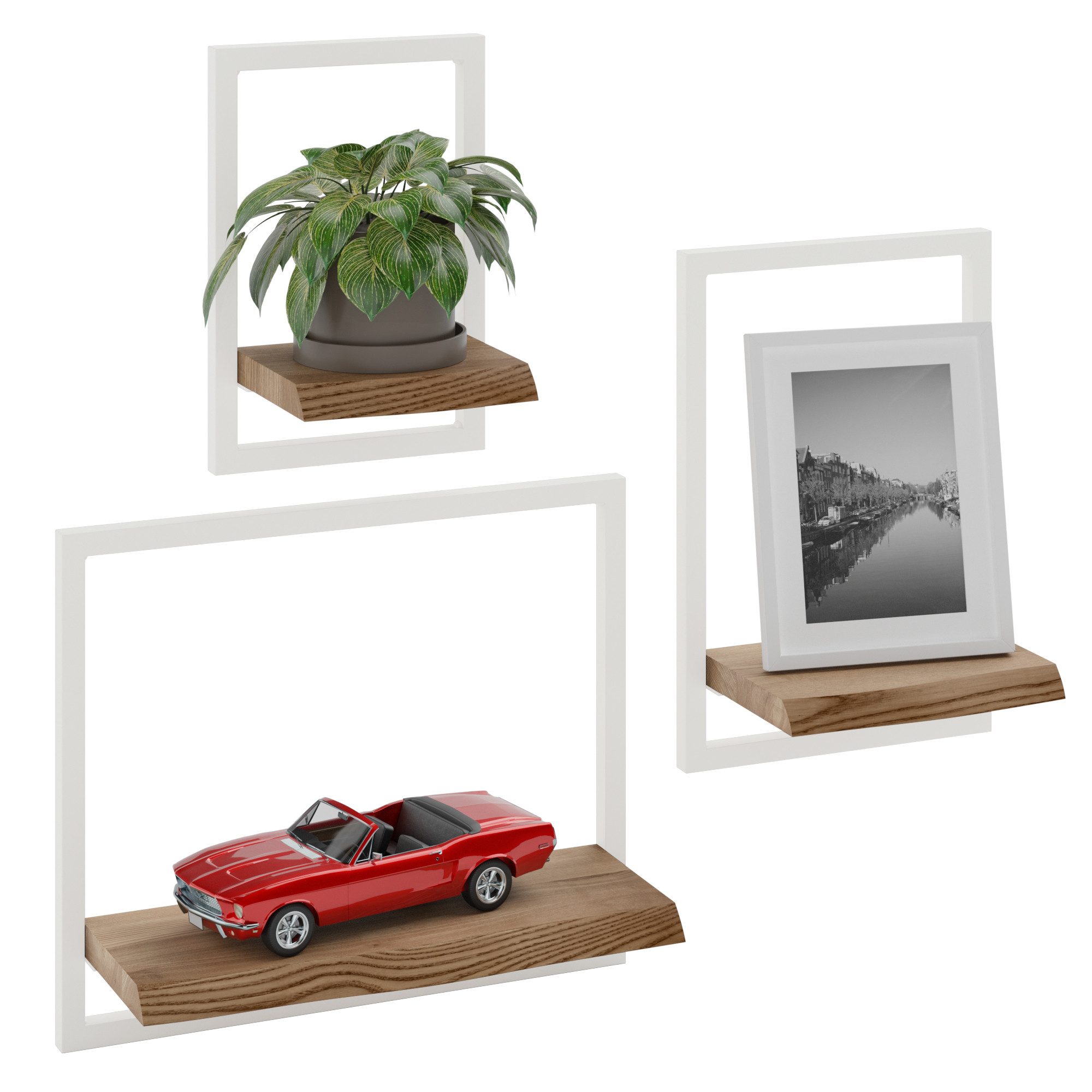 LAMO Manufaktur Wandregal Holz Set 3 günstig online kaufen