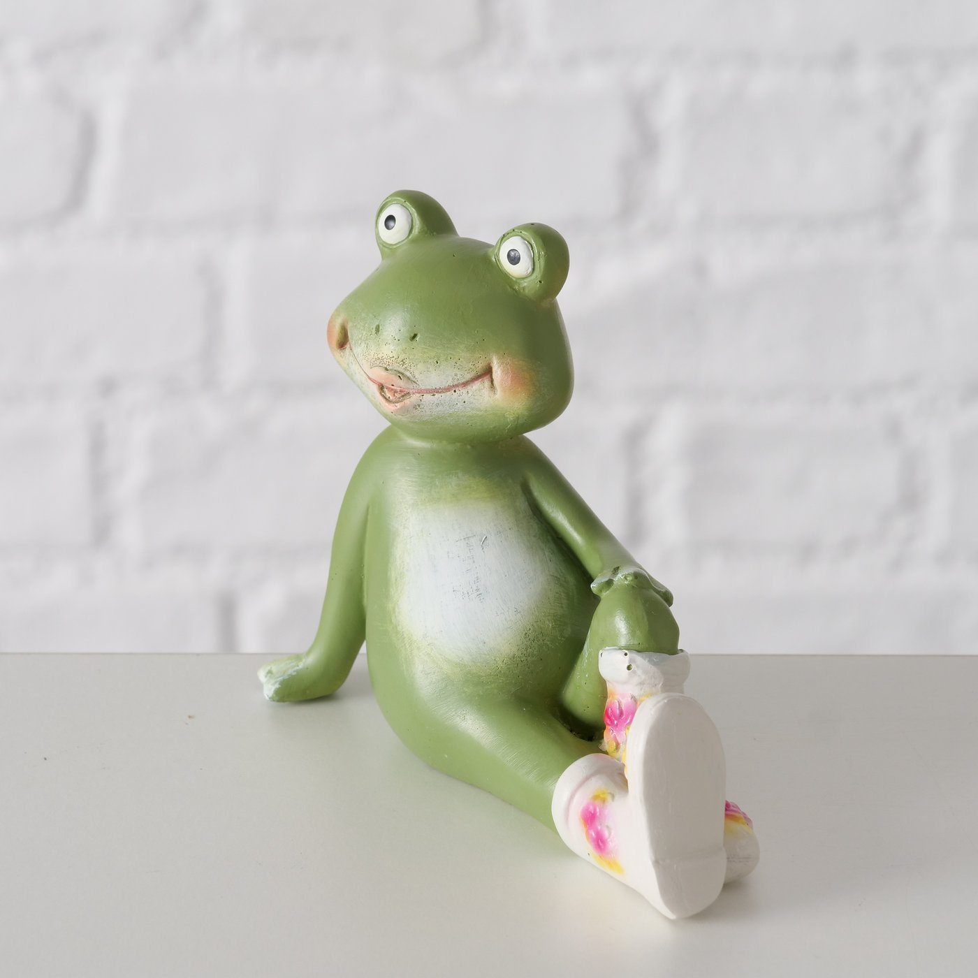 BOLTZE Dekofigur Frosch und mit Haus Dekofigur Set Gummistiefeln Garten für