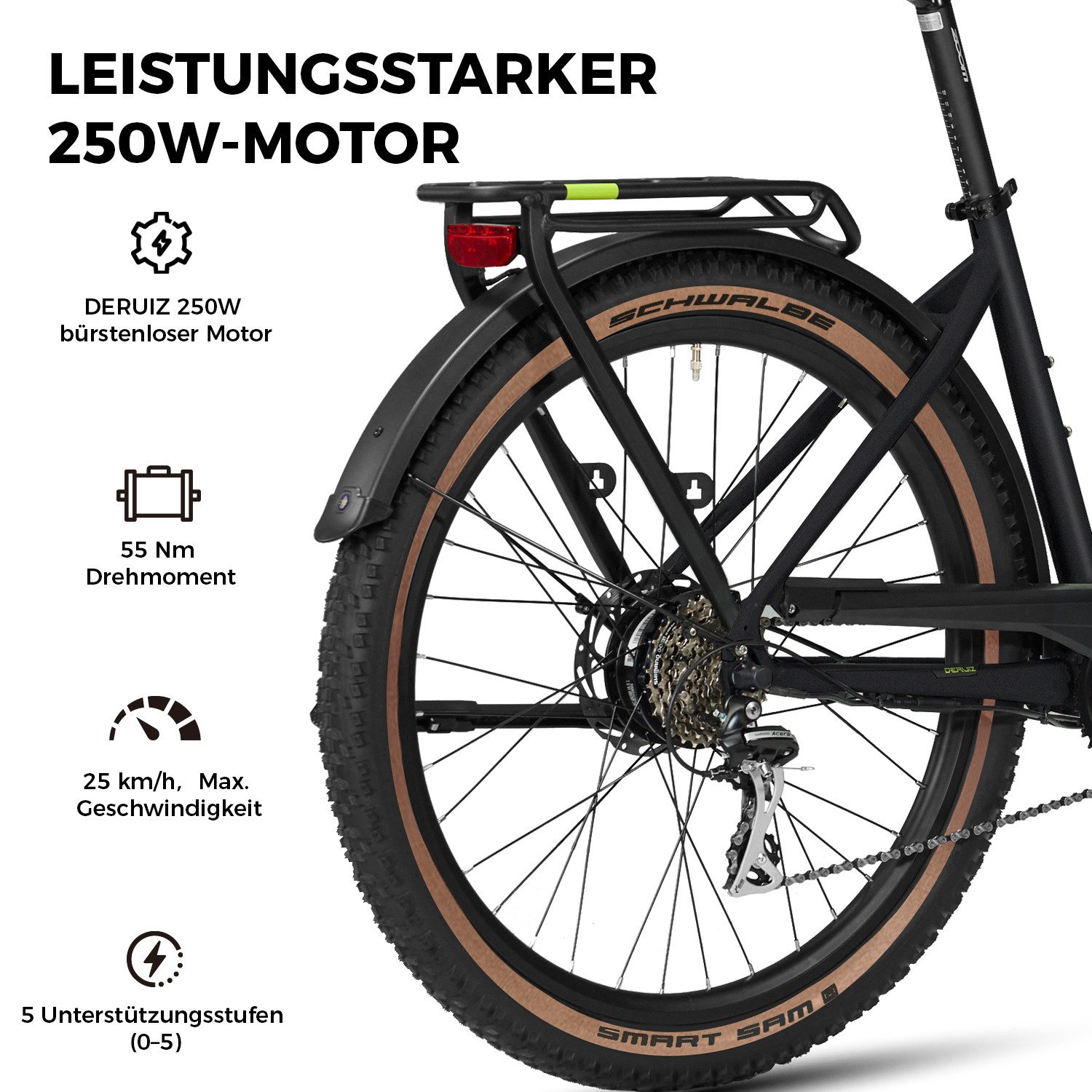 DERUIZ E-Bike Trekkingrad 28 Zoll, Quartz/SUV, 160 km, Drehmomentsensor, Bluetooth & APP, 8 Gang SHIMANO Acera RD-M360 SGS Schaltwerk, Kettenschaltung, Hinterradmotor, 644 Wh, Tiefeinsteiger-Rahmen, RH: 46 cm, Elektrofahrrad für Damen und Herren