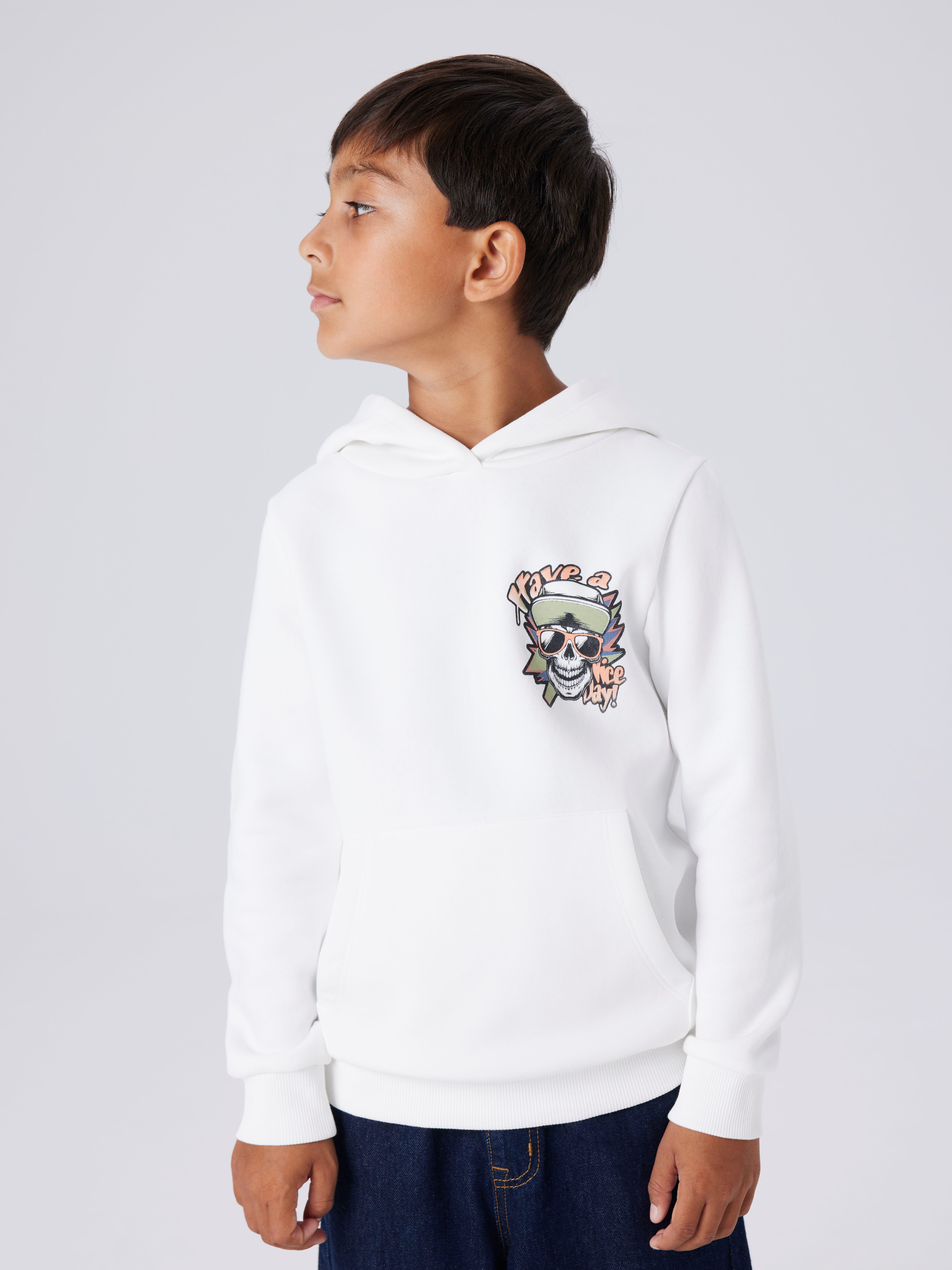 Name It Kapuzensweatshirt NKMBASTIAN LS SWE WH BRU BOX PS NOOS