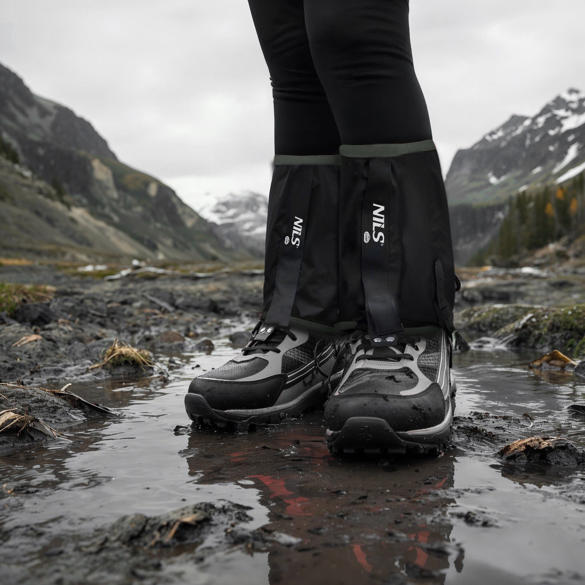 NILS CAMP Gamaschen Trailrunning Beinschutz Knöchelgamaschen, (Spar-Set, 1-St. 21 cm hoch leicht), leicht, atmungsaktiv, Klettverschluss, Unterschnallriemen