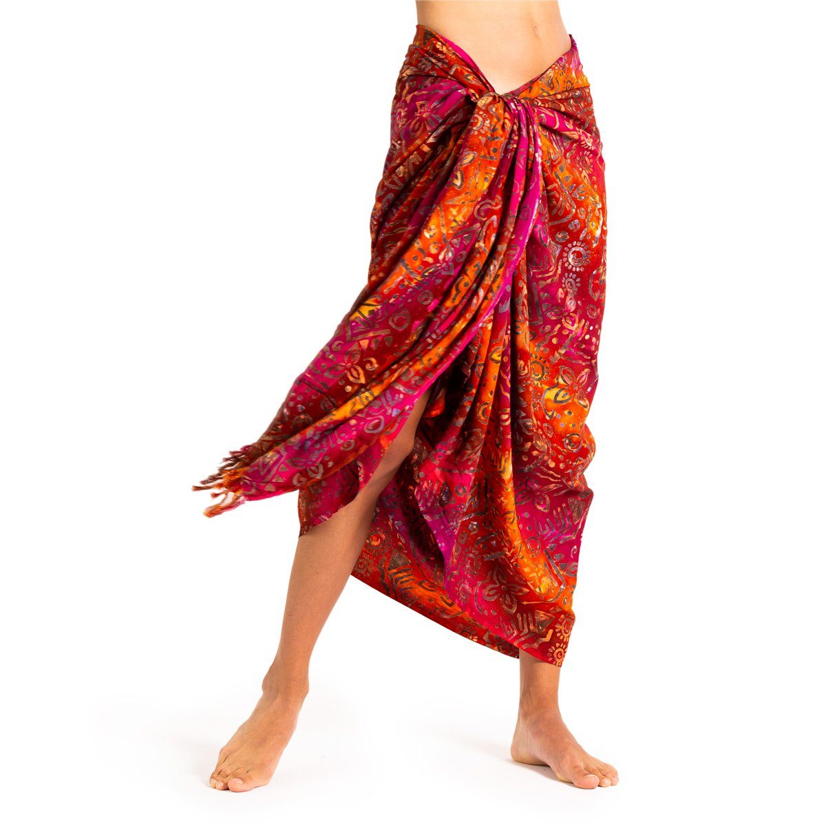 den Sarong B705 Viskose Cover-up Pareo multicolor PANASIAM aus Wachsbatik Tuch Bunttöne Strandkleid Strandtuch, für Bikini Strand Schultertuch hochwertiger Halstuch