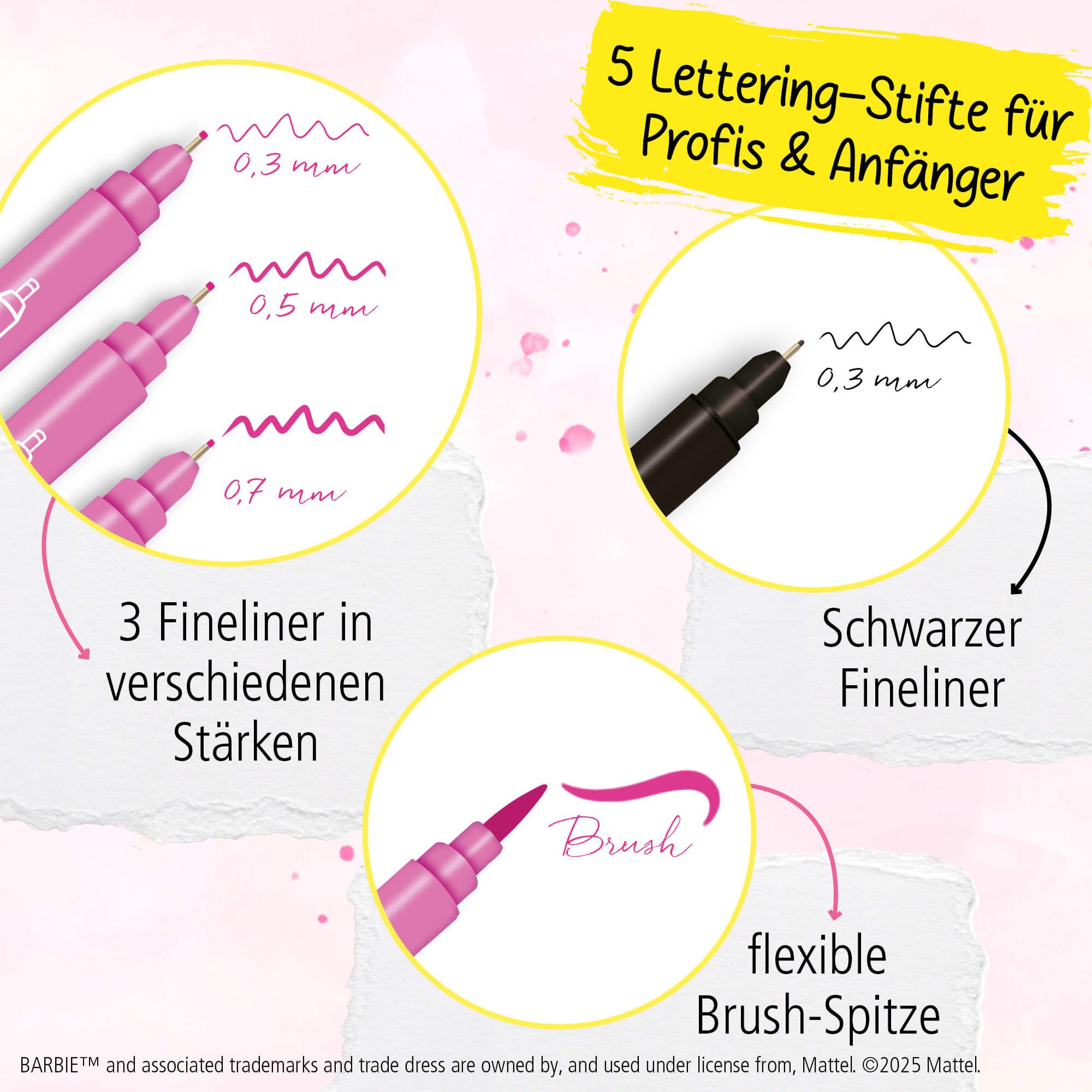 Online Pen Fineliner Pink Lettering, mit Brush Pen, Kalligrafie Pen und Fineliner – Bild 4 von 5