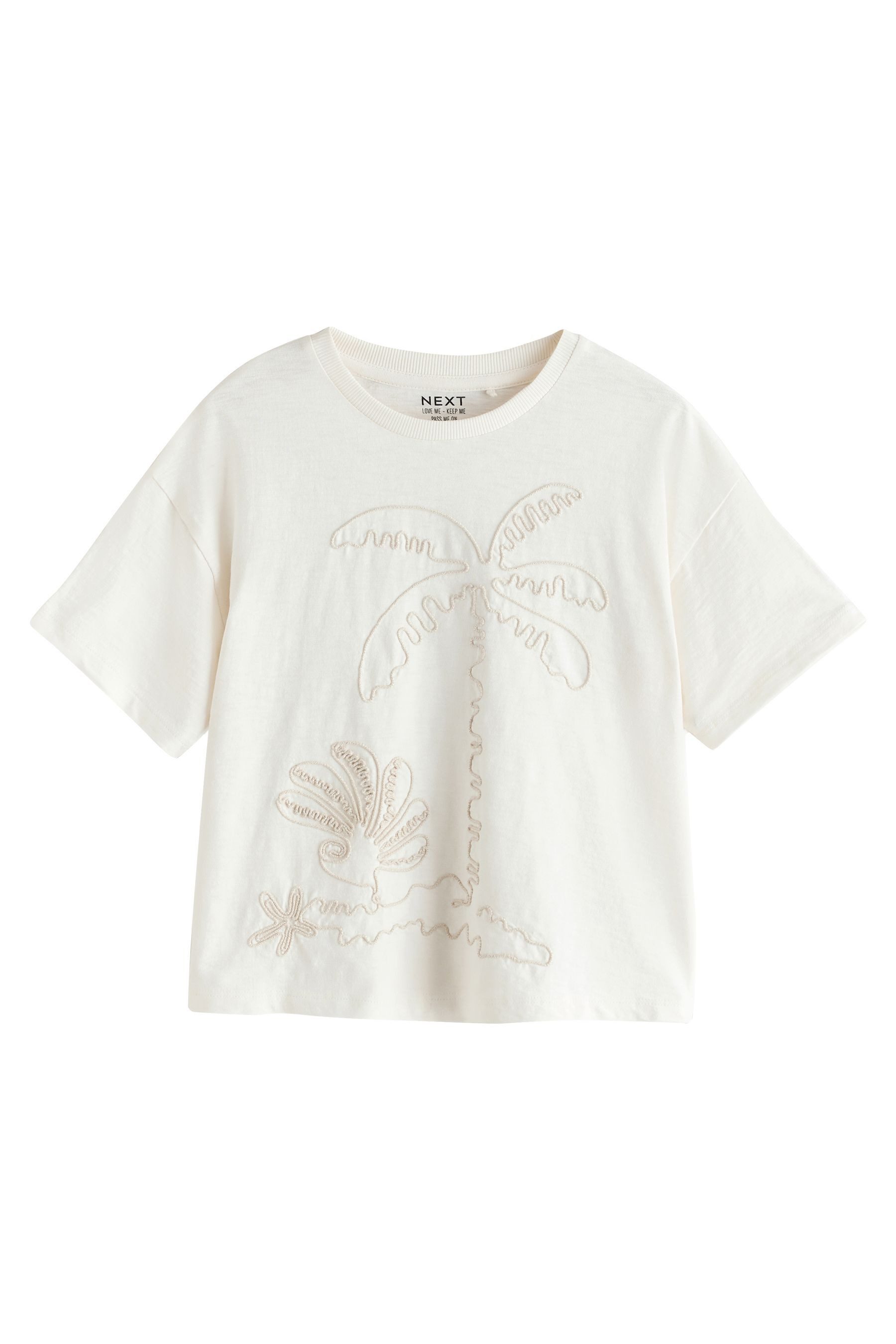 Next T-Shirt Kastiges Oversized Fit T-Shirt mit Stickerei (1-tlg)
