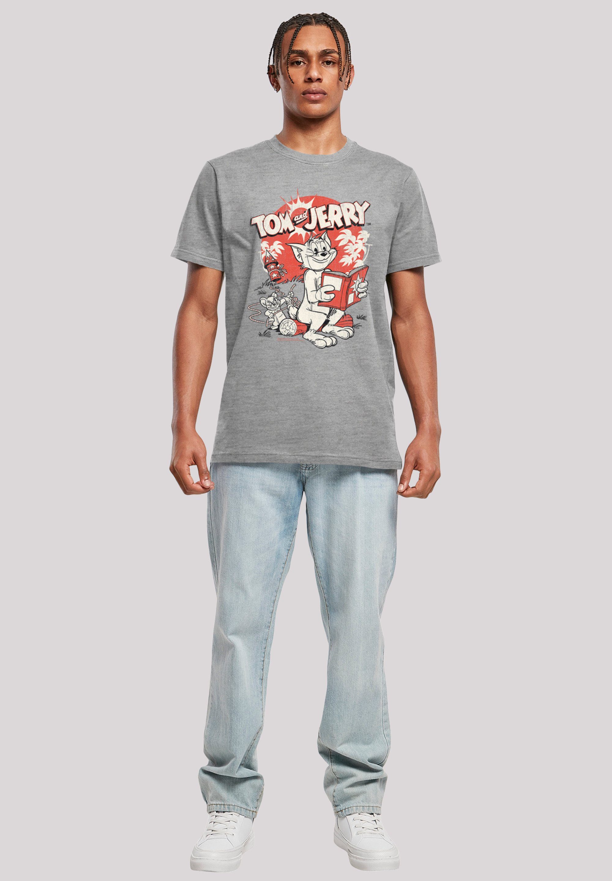 Tom Jerry F4NT4STIC heather Rocket Herren,Premium und T-Shirt Prank Merch,Regular-Fit,Basic,Bedruckt grey