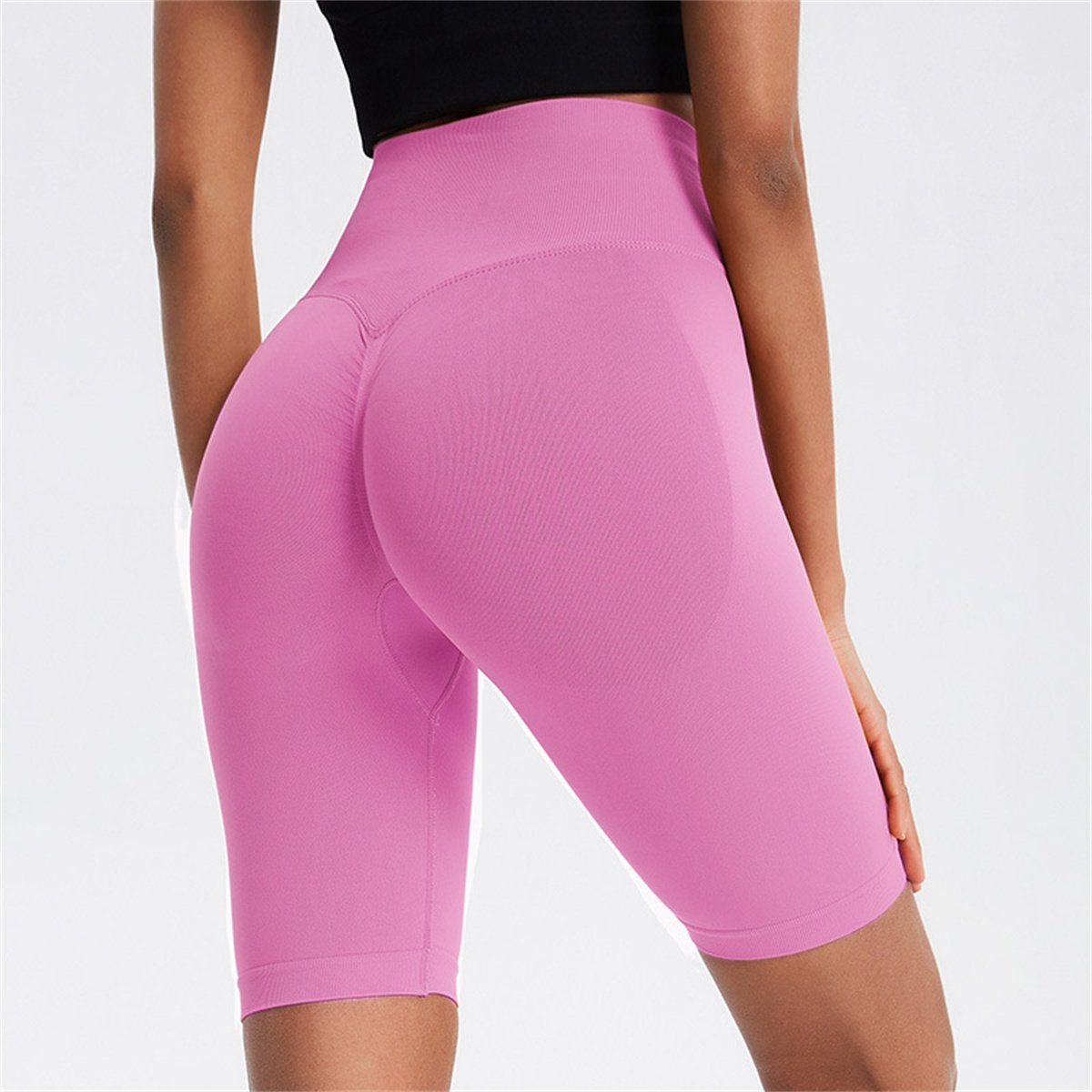 mit carefully Damen-Fitness-Po-Lifting-Yoga-Shorts selected Taille hoher Yogatights rosa