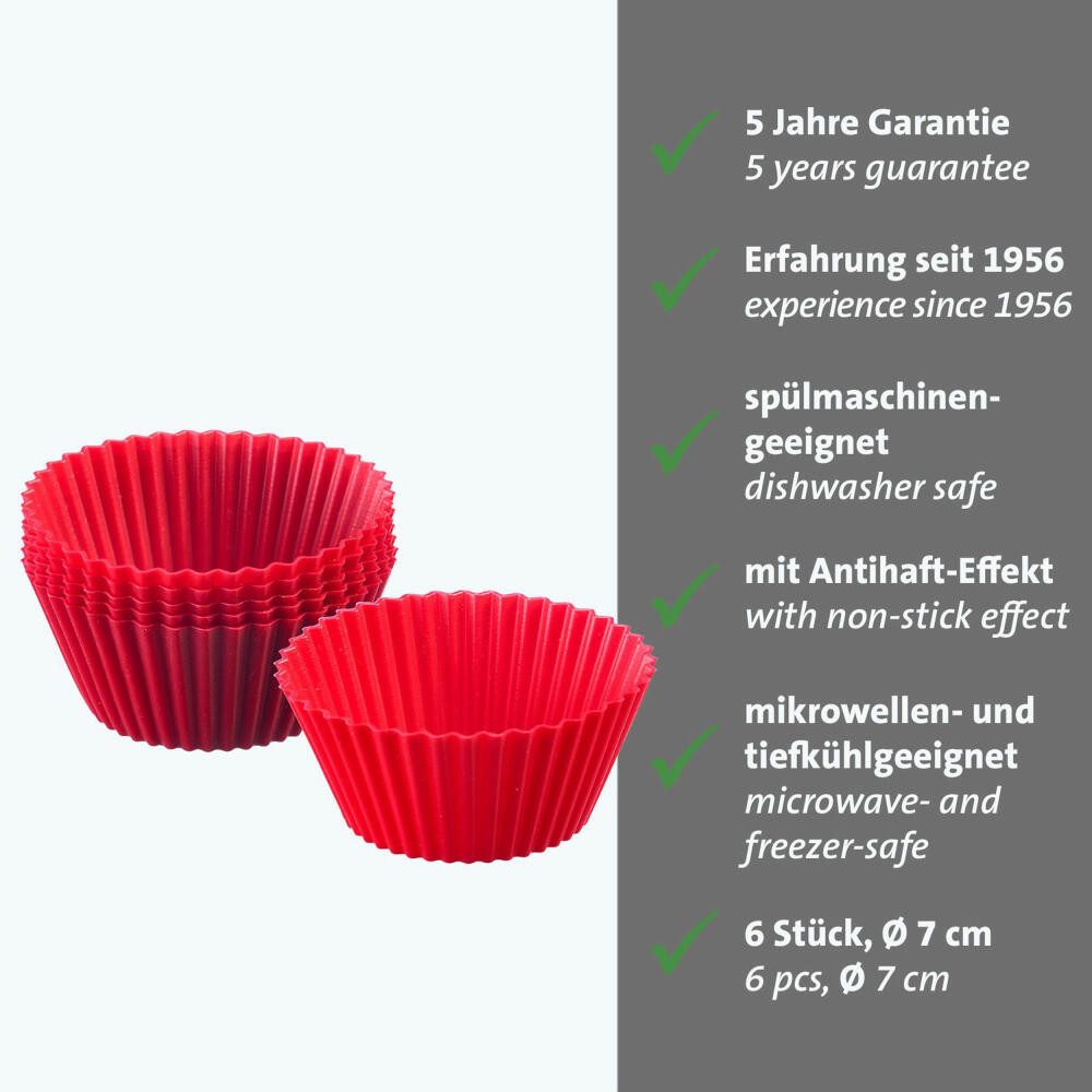 WESTMARK Muffinform mit Antihaft-Effekt, 6 Stück, Ø 7cm, Silikon, Rot
