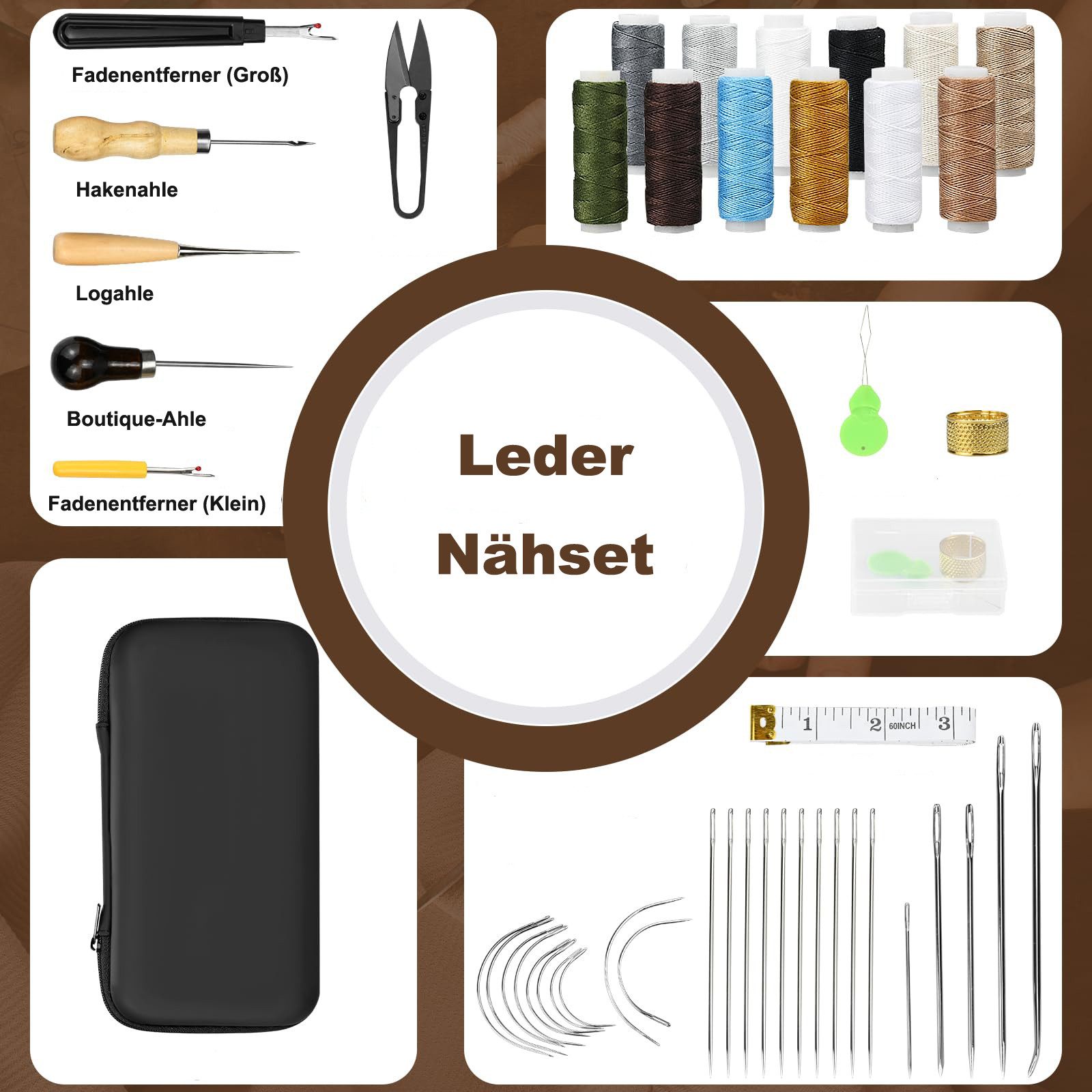 Coonoor Nähkästchen Leder Nähset, Lederwerkzeug-Set, Nähset mit Nähnadeln, günstig online kaufen