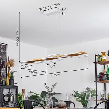 hofstein Pendelleuchte »Palermo« dimmbare Deckenlampe aus Metall/Holz/Kunststoff, Natur/Weiß, 3000 Kelvin, über herkömmlichen Lichtschalter dimmbar, LED 42 Watt, 5700 Lumen