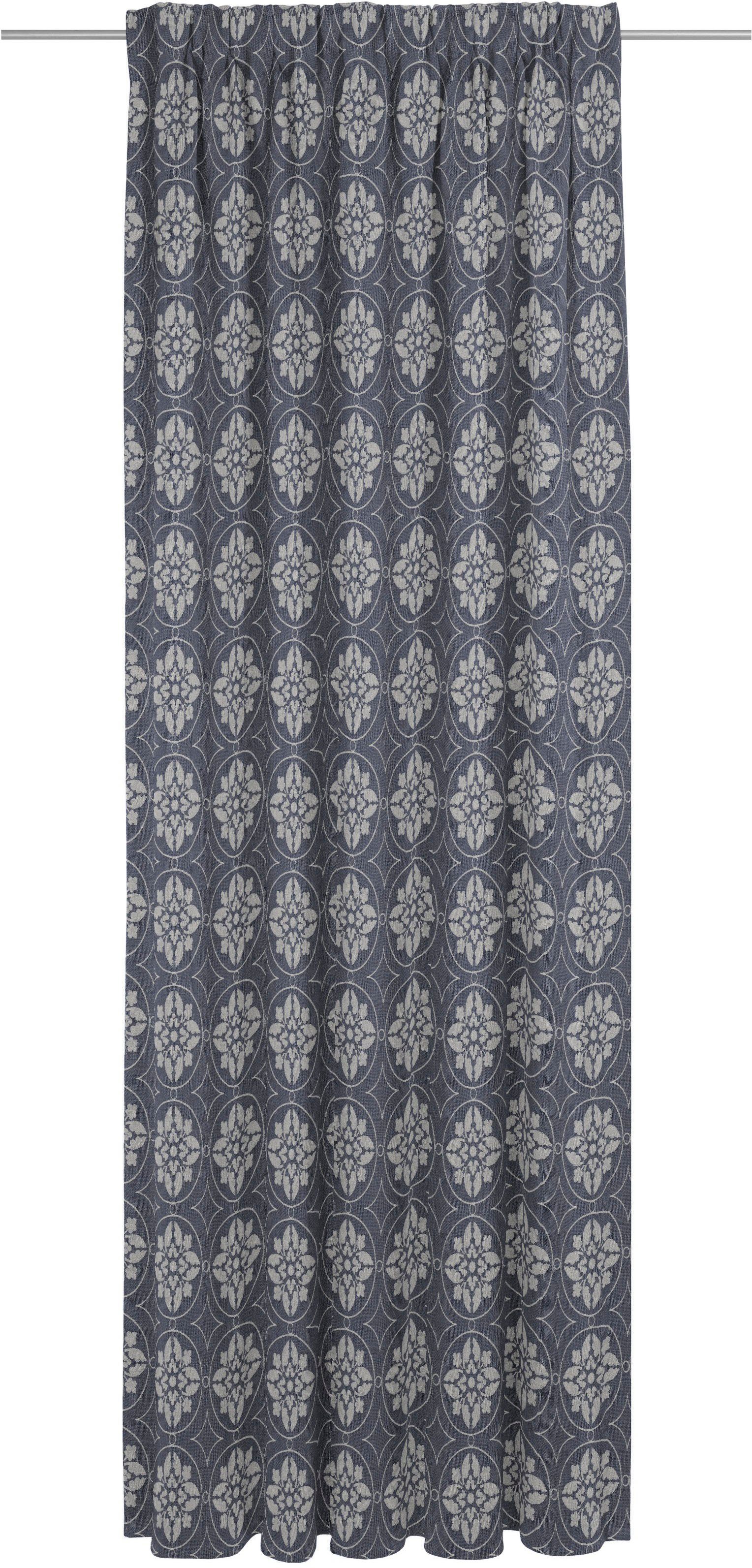 Vorhang nachhaltig Jacquard, Puligny, aus (1 Adam, Bio-Baumwolle St), dunkelblau blickdicht, Multifunktionsband Romantic