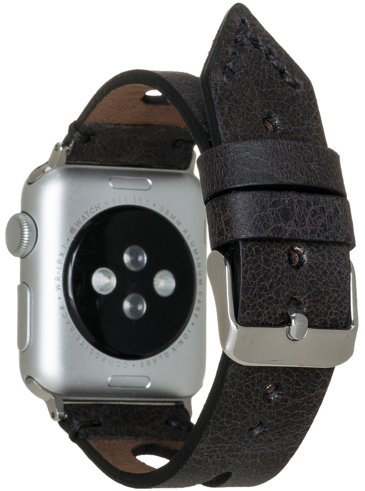 Burkley Smartwatch-Armband Schwarz kompatibel 1-8 Watch in Vintage 42/44/45mm Armband, Series mit Leder Watch Apple Apple für