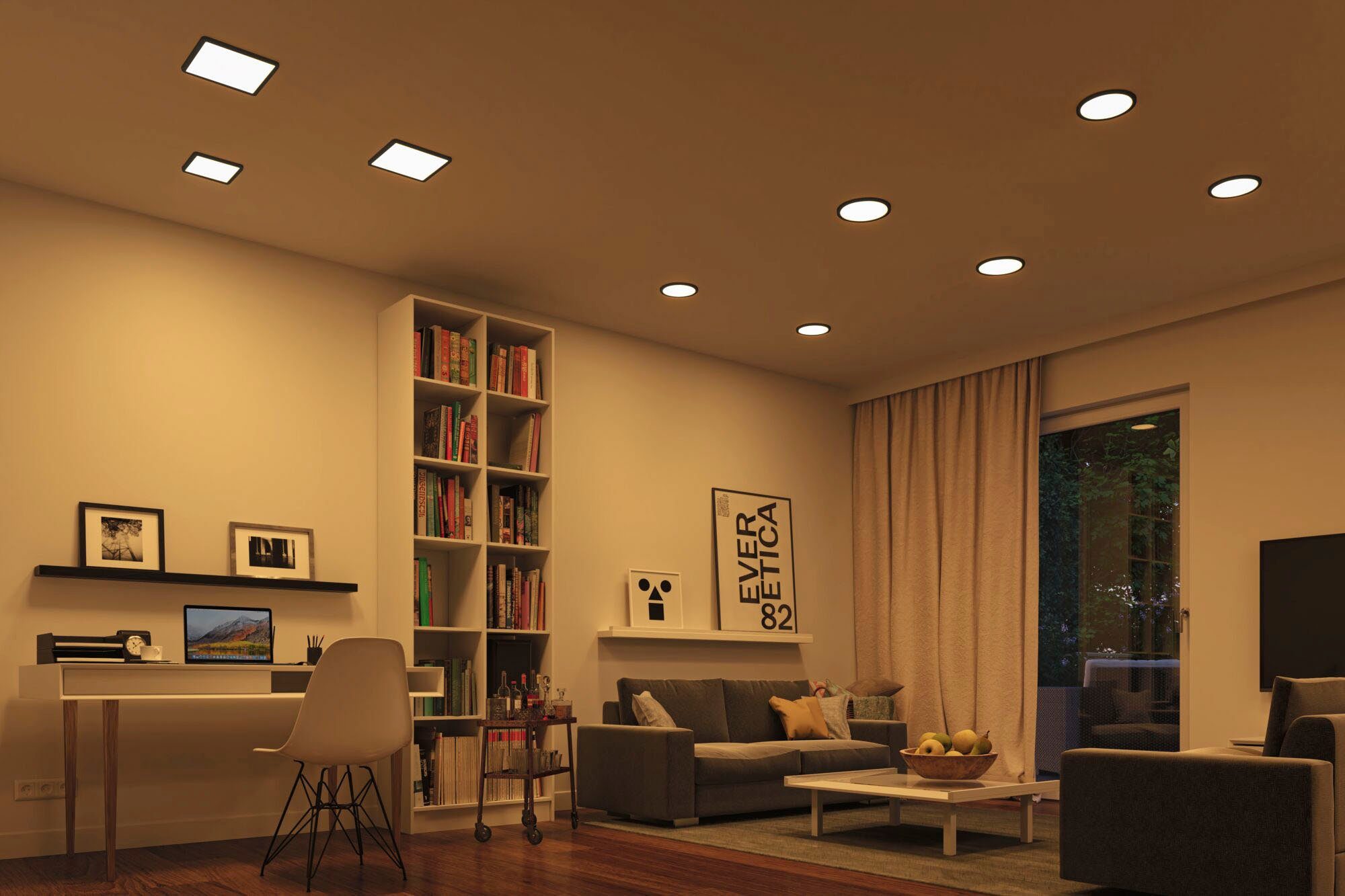 Paulmann LED fest LED Smart steuerbar, Home Areo IP44 Tageslichtweiß, App ZigBee, Einbaupanel Zigbee dimmbar, 230x230mm integriert, Schwarz eckig VariFit Tunable LED White Einbauleuchte