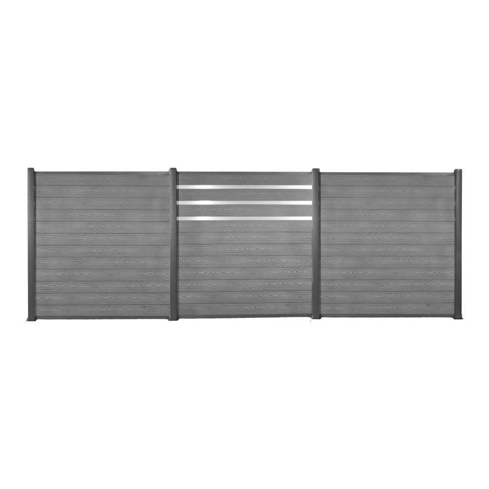 Dichtzaun WPC Zaun Premium Grau (Zum Aufdübeln)