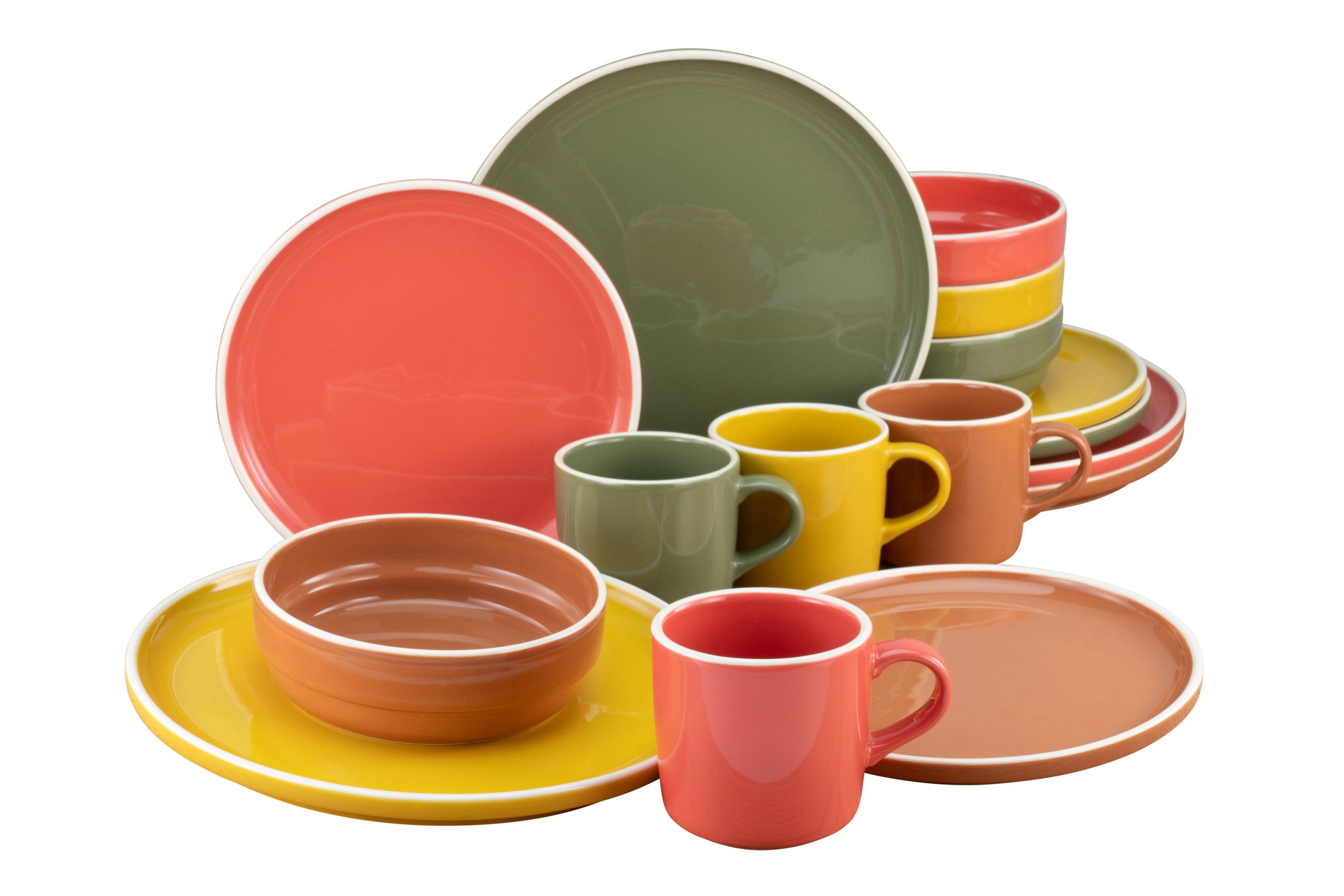 CreaTable Kombiservice Stack bunt (16-tlg), 4 Personen, Steingut