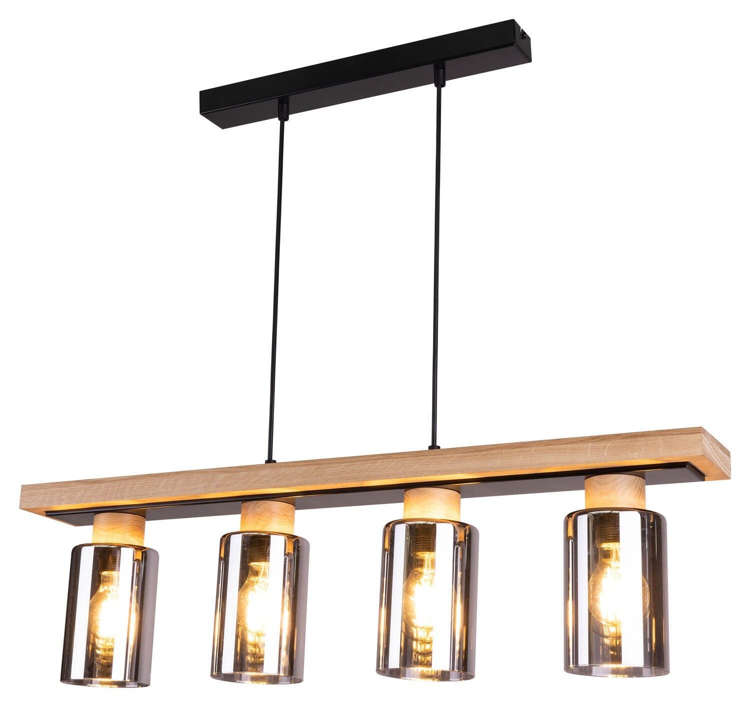 SPOT Light Pendelleuchte BOSCO, 4-flammig, Braun, Schwarz, Eichenholz, ohne günstig online kaufen