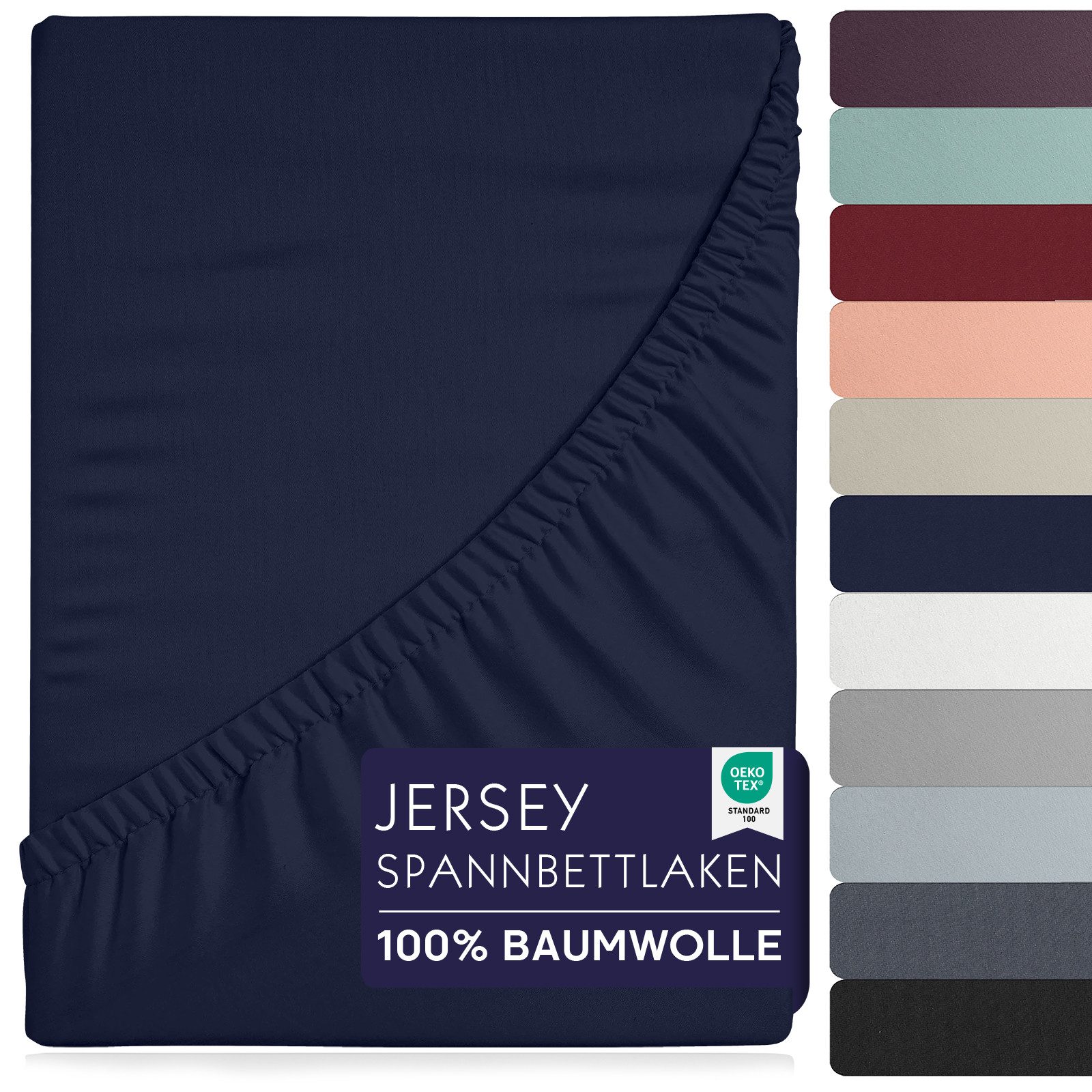 BRB HOME Spannbettlaken Spannbettlaken Jersey Baumwolle für Topper Boxspringbett, Baumwolle, Gummizug: Rundum, (1 Stück), Matratzen bis 27 cm Höhe, OEKO TEX Standard 100, Jersey Spannbetttuch