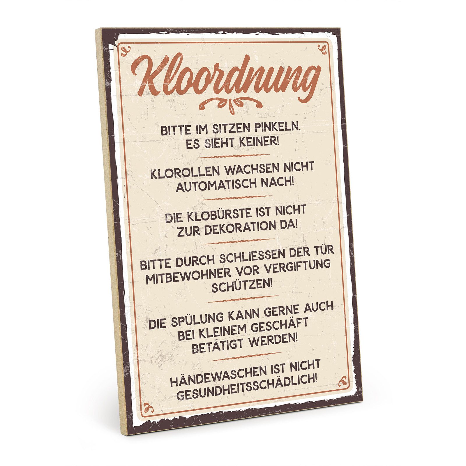 TypeStoff Holzbild Holzschild mit Spruch – KLOORDNUNG, Kloordnung