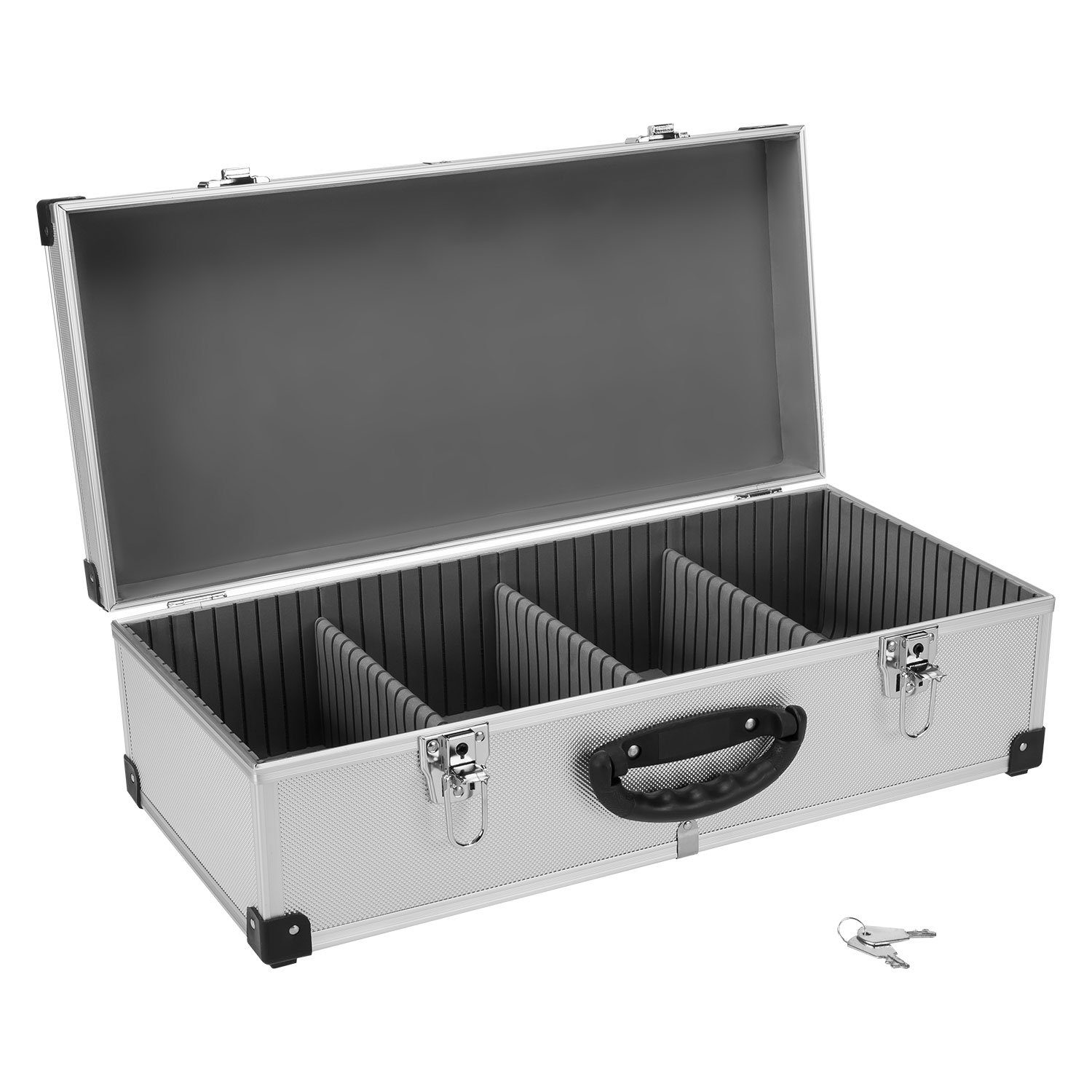 anndora Sammelkoffer CD-Koffer Alukoffer für 80 CDs (silber), individuelle Fächeraufteilung Innen - verstärkte Aluminiumkanten