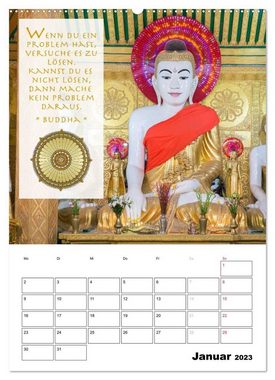 CALVENDO Wandkalender BUDDHAS ZITATE Buddhistische Weisheiten (Premium, hochwertiger DIN A2 Wandkalender 2023, Kunstdruck in Hochglanz)