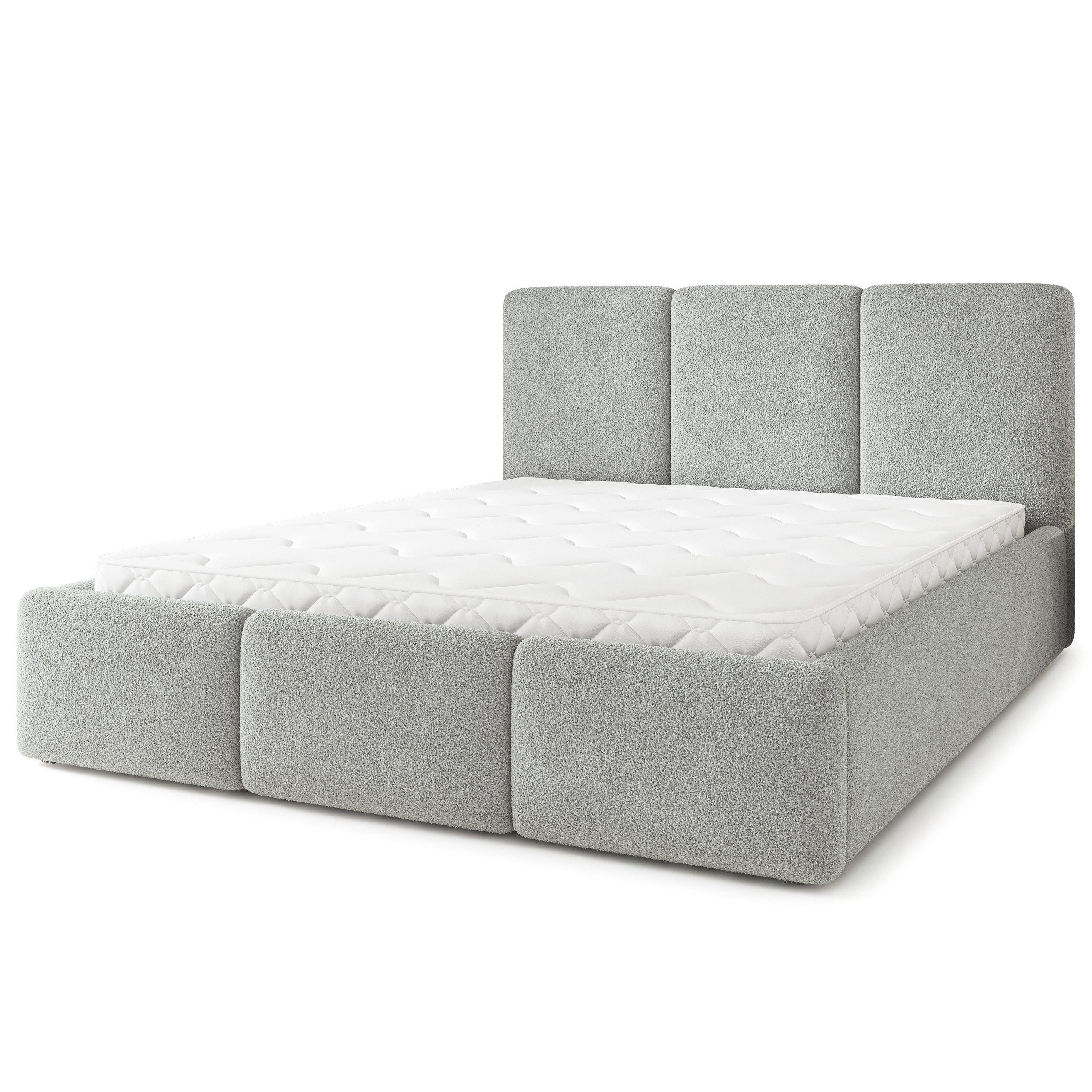 Masseno Polsterbett MORENA 200x200 cm grau (mit Bettkasten und Lattenrost)