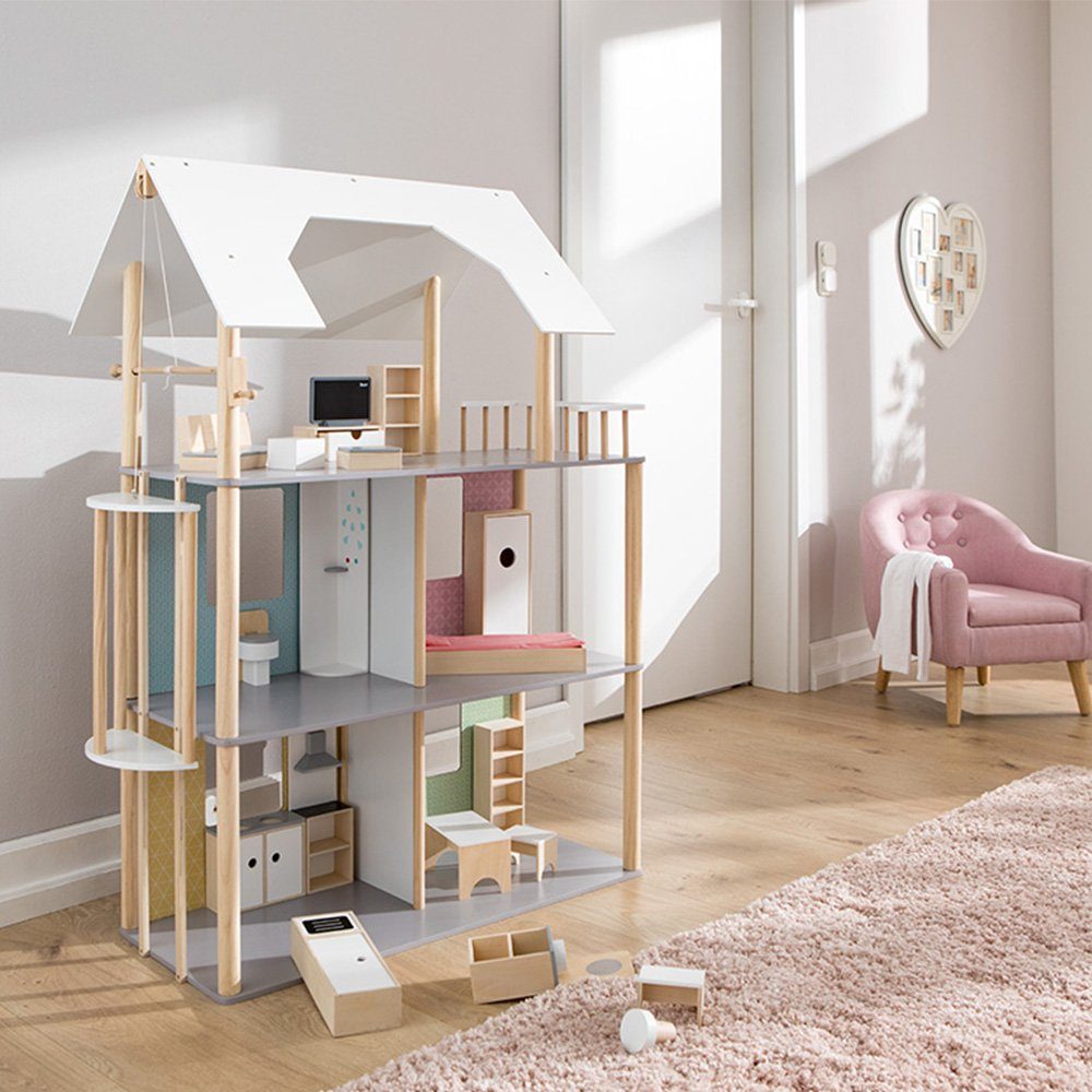 howa Puppenhaus, für Ankleidepuppen bis 30 cm incl. 19 tlg. Möbelset aus Ho günstig online kaufen
