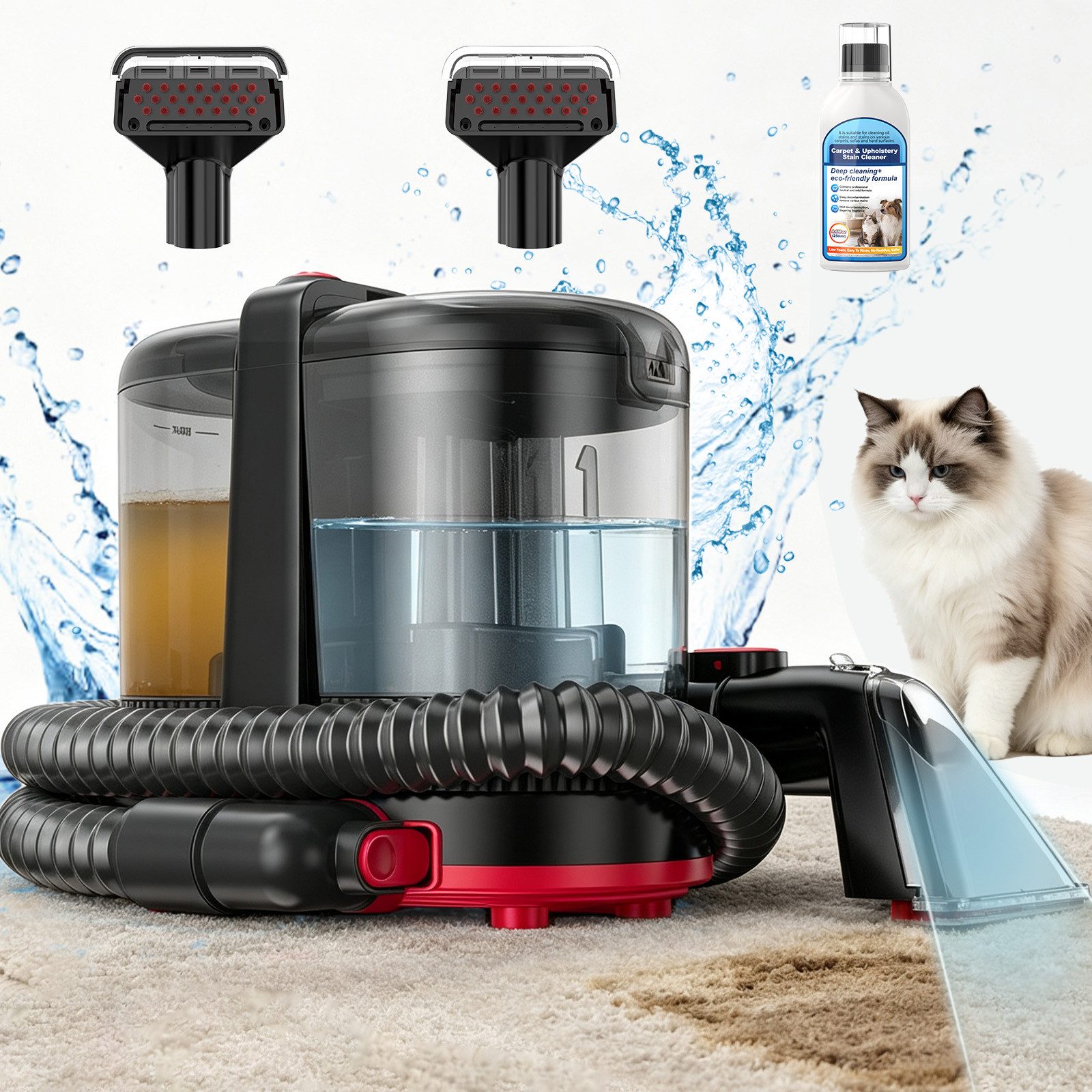 VacniQ Teppichreinigungsgerät 25Kpa Waschsauger, Nasssauger, Teppichreiniger, 600 W, Geeignet für Sofas,Teppiche,Auto,Matratzen, mit Reinigungsmittel