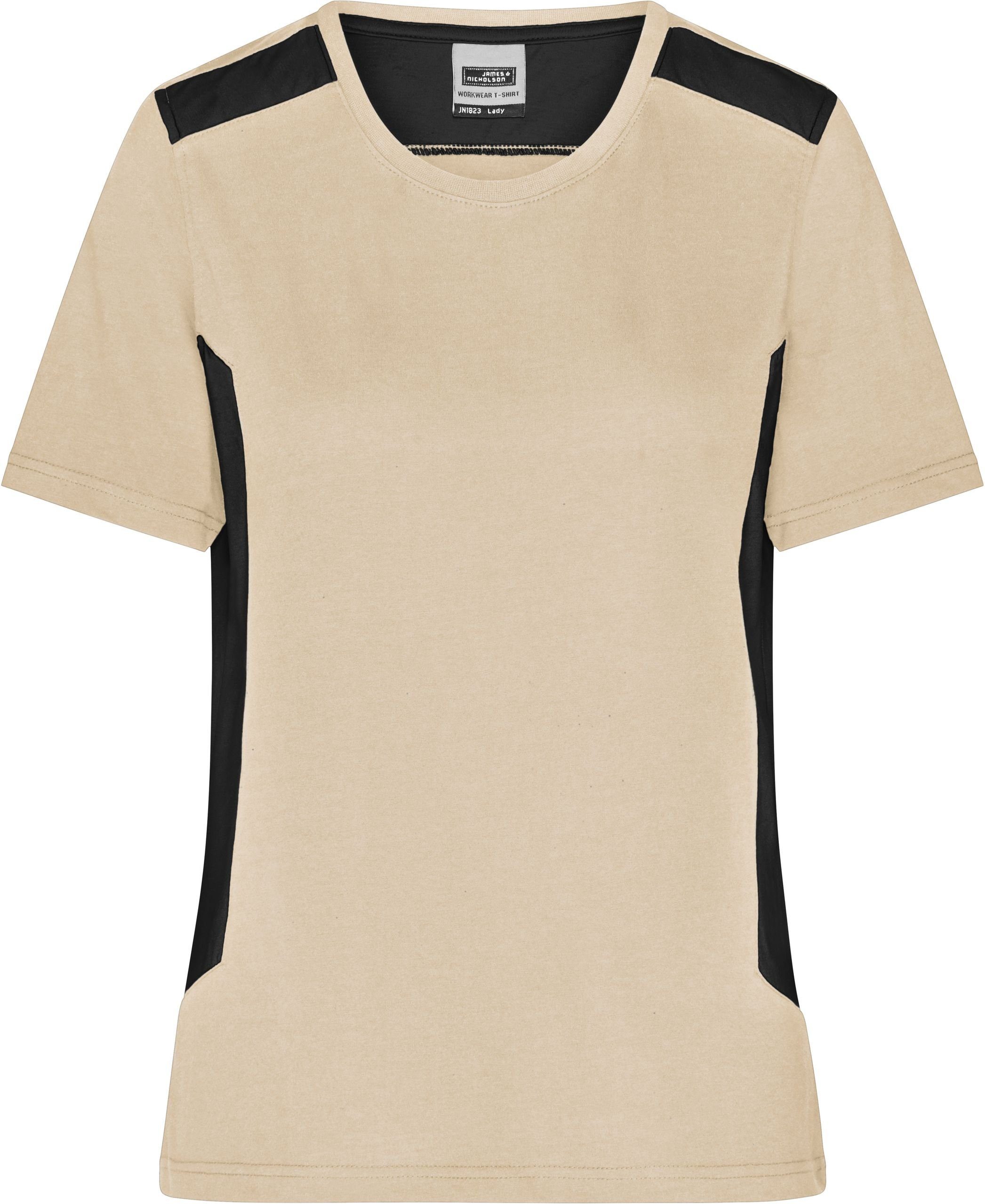 James & Nicholson T-Shirt Damen Workwear T-Shirt - Strong stone/black