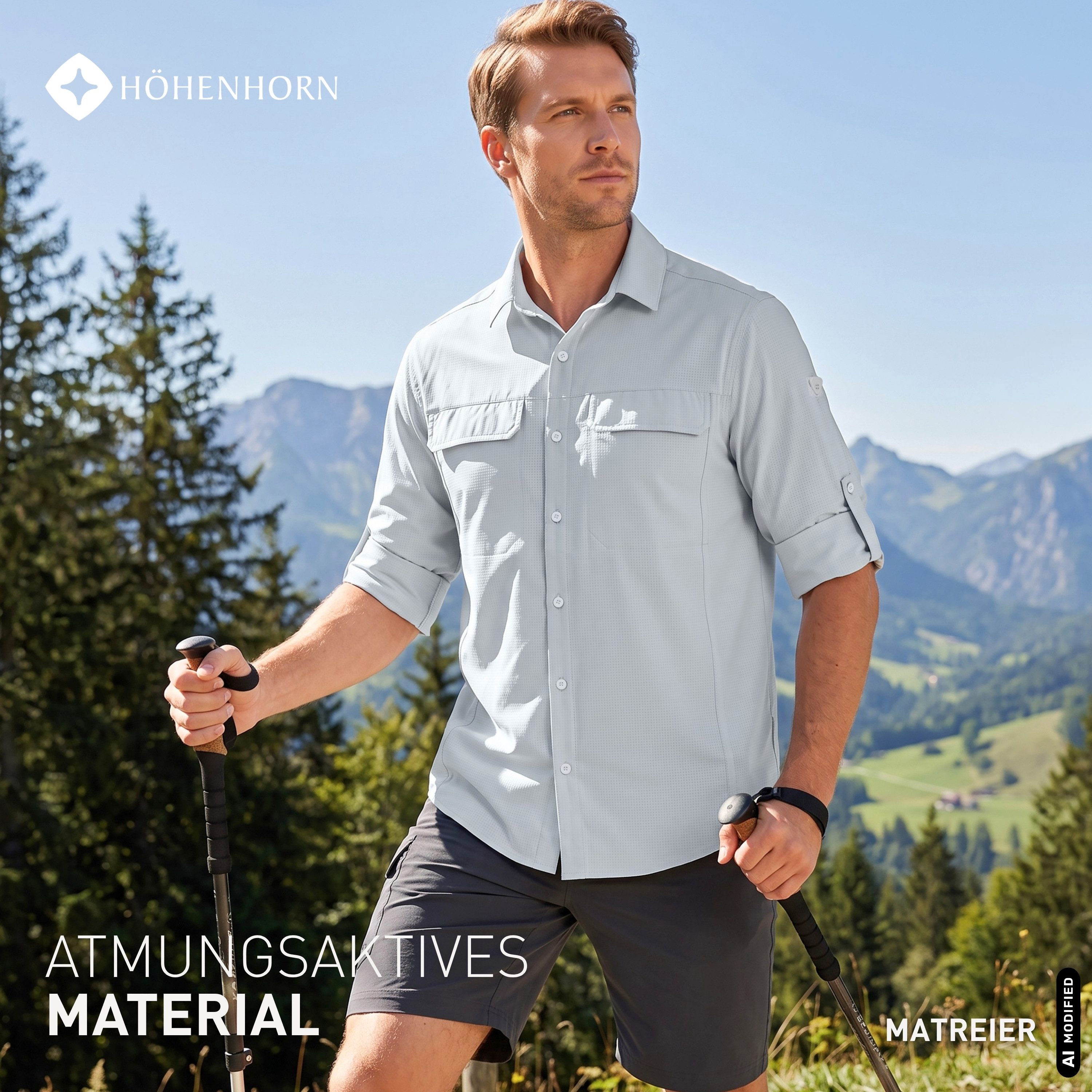 Höhenhorn Funktionshemd Matreier Herren Hemd Langarm Funktionshemd Atmungsaktiv für Männer Button-Down-Hemd, Outdoor, Angelhemd – Bild 5 von 5