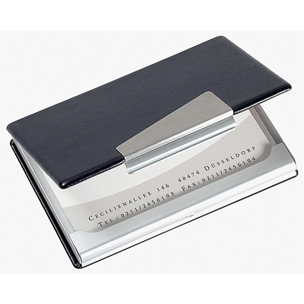Sigel Ringbuchmappe sigel Visitenkarten-Etui "Alu/Lederoptik", silber / schwarz