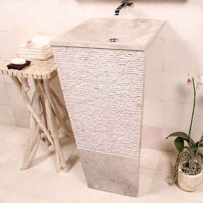 wohnfreuden Waschbecken Marmor Standwaschbecken SEVEN 90 cm creme (Kein Set), 90_709