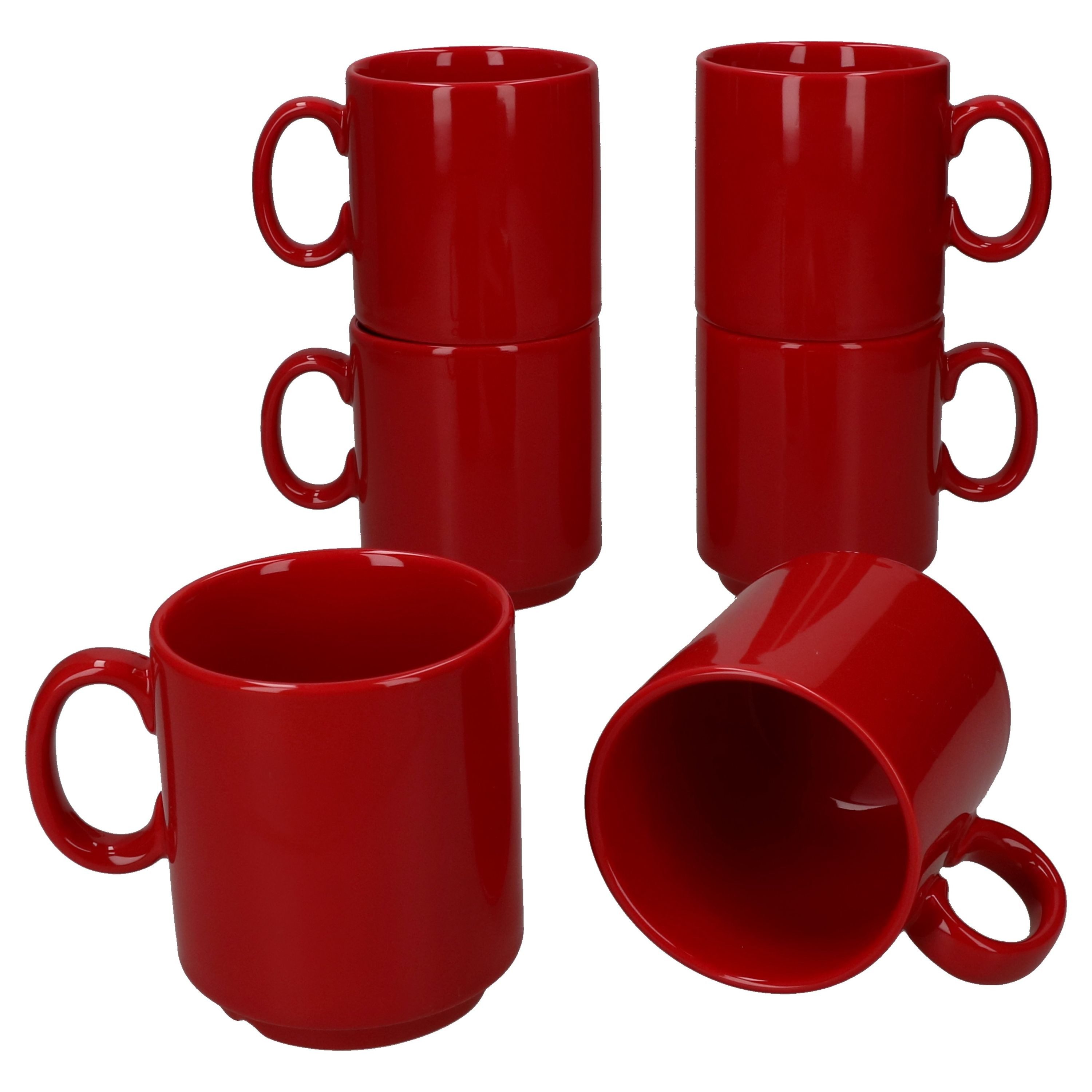 MamboCat Becher 6er Set Event Kaffeebecher 250ml rot Porzellan-Tassen stapelbar, Porzellan – Bild 2 von 5