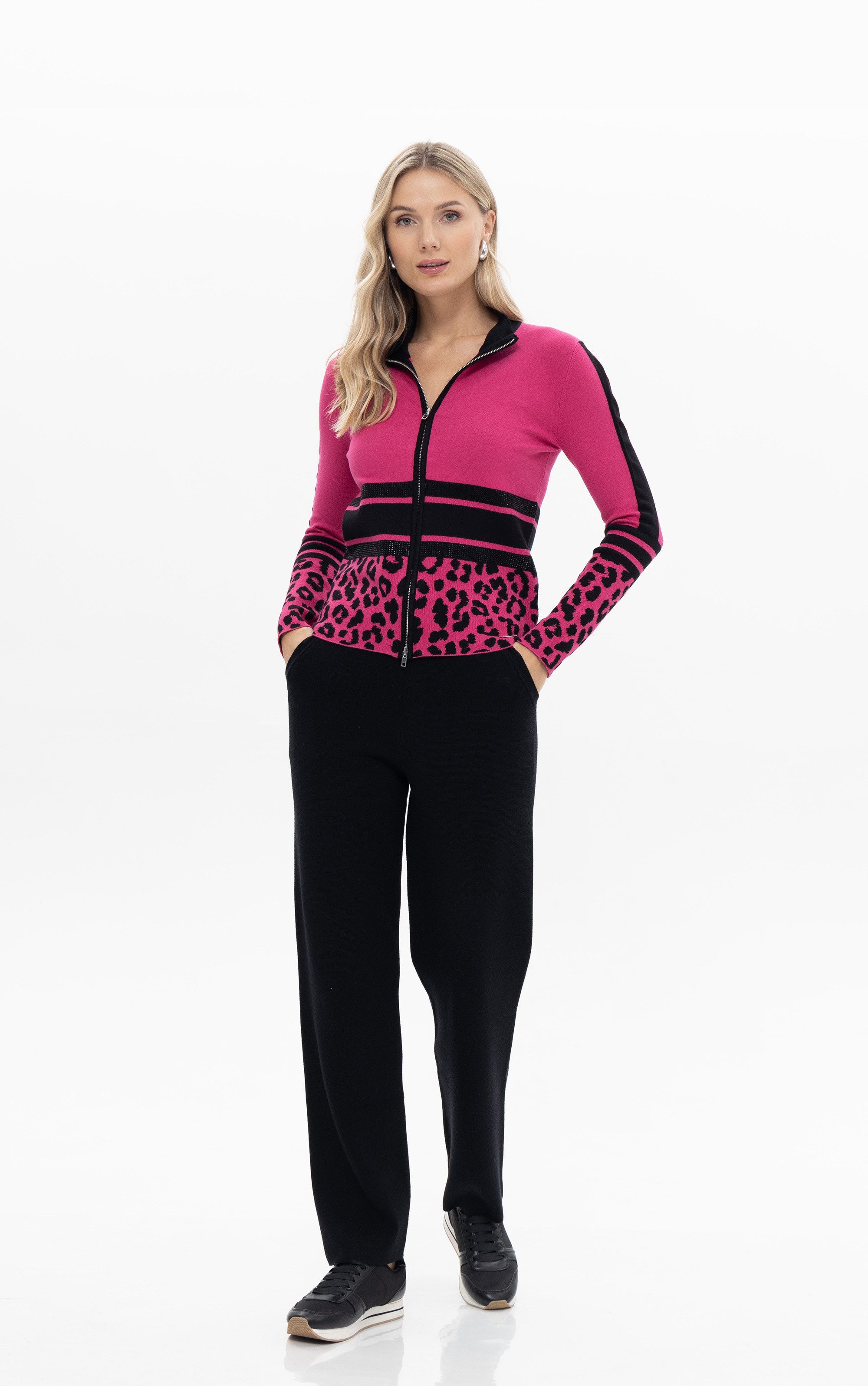 Passioni Cardigan mit Streifen und Leoprint – Bild 4 von 4