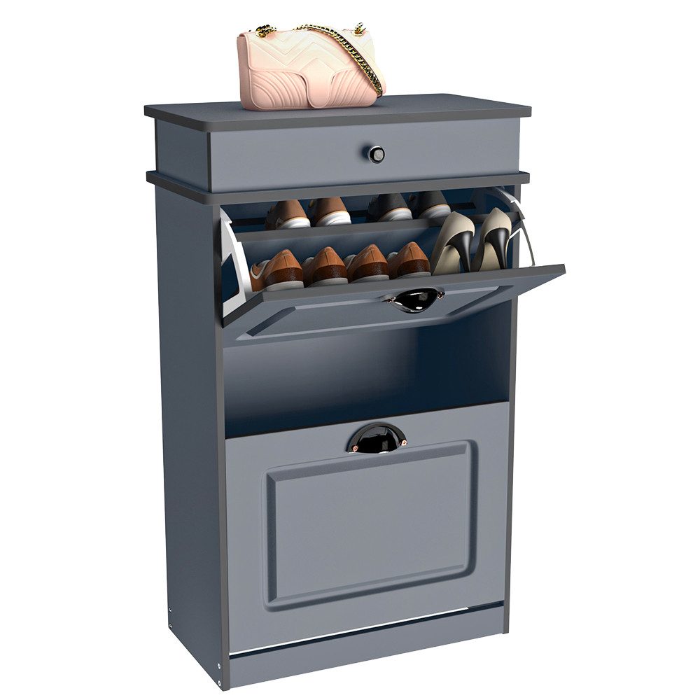 JEOBEST Schuhschrank Schuhkommode Schuhschrank mit Schublade Mit 2 Klappen und zusätzlichen Fächern, Höhe 85 cm