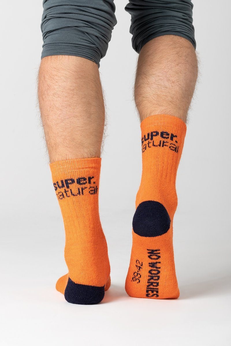 SUPER.NATURAL Sportsocken Alpaka SN Socken smell-no Red SOCKS worries, COSY No (2-Paar) Alpaka-Materialmix Orange/Ocean