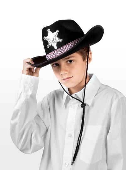 Boland Kostüm Sheriffhut schwarz, Schwarzer Cowboyhut für kleine Sheriffs